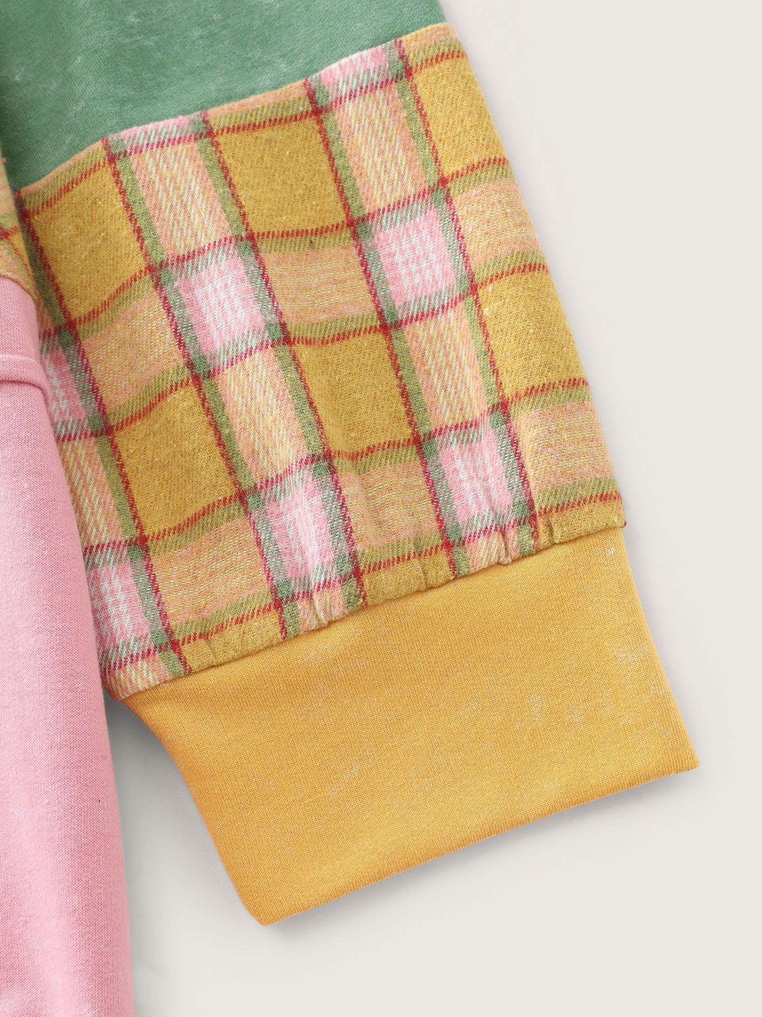 Colorblock Plaid Round Neck Sweatshirt - Image 6