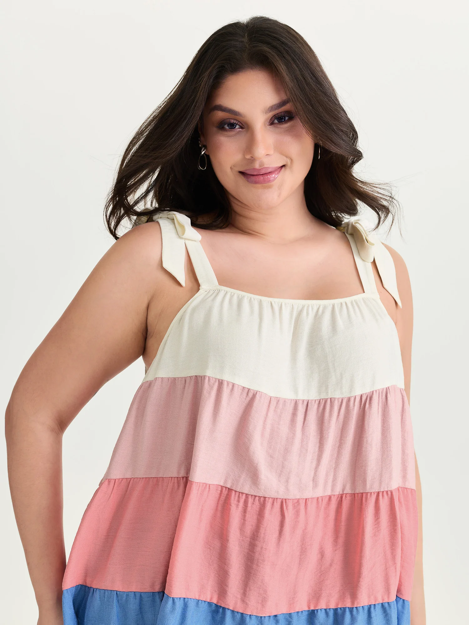 Colorblock Pleated Tiered Blouse - Image 2