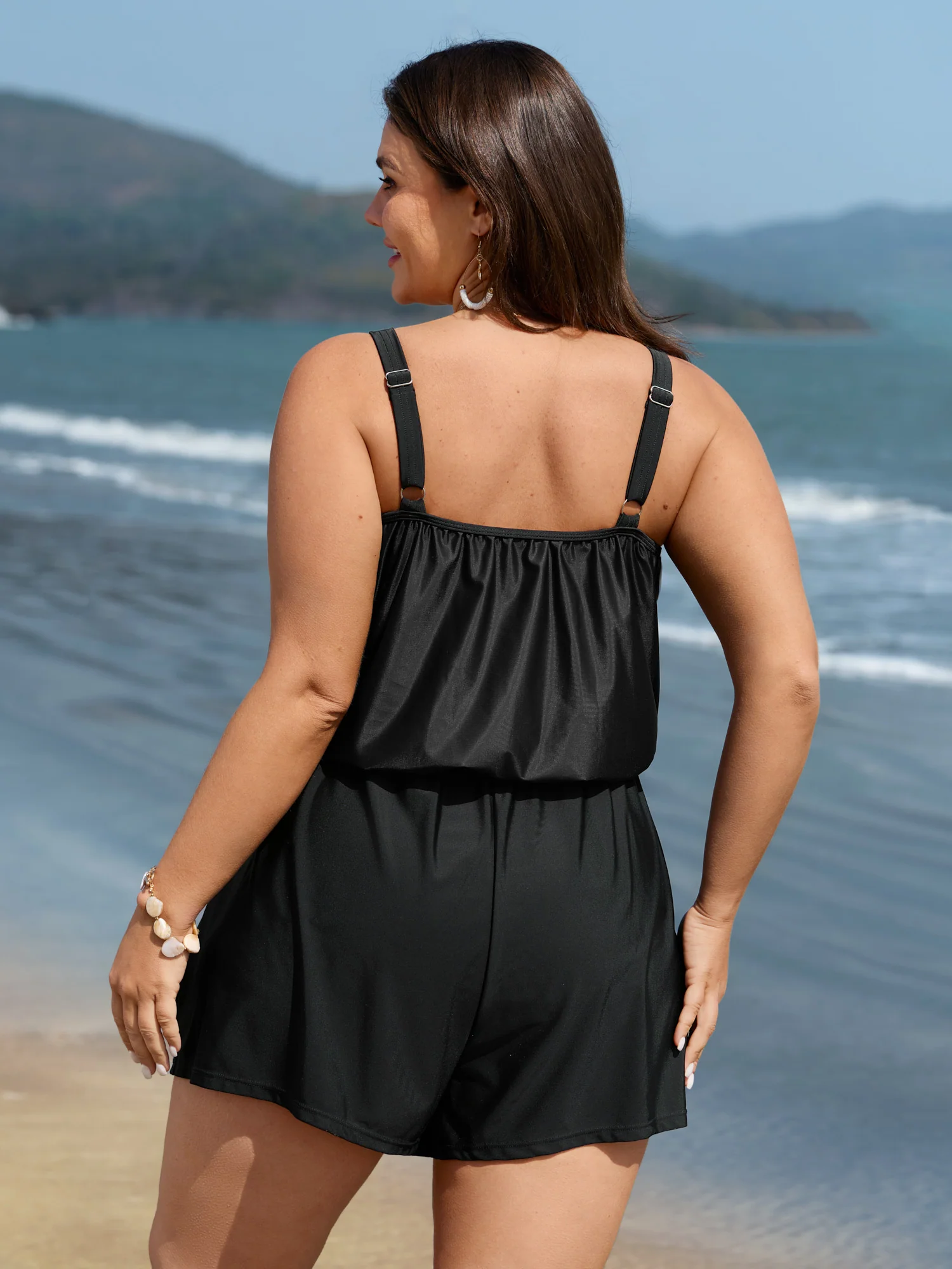Colorblock Pockets Adjustable One-Piece Swimsuit - Image 5