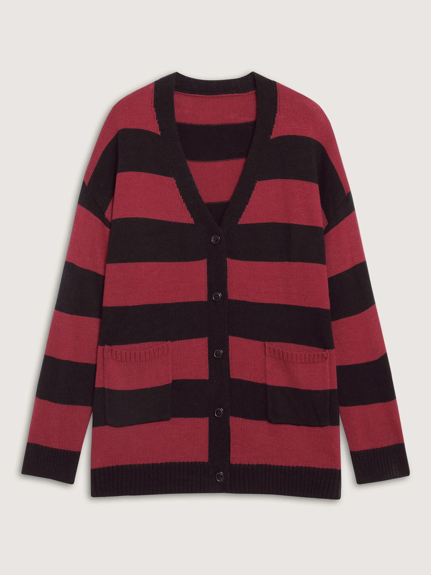 Colorblock Pockets Button Straight-Front Cardigan - Image 9