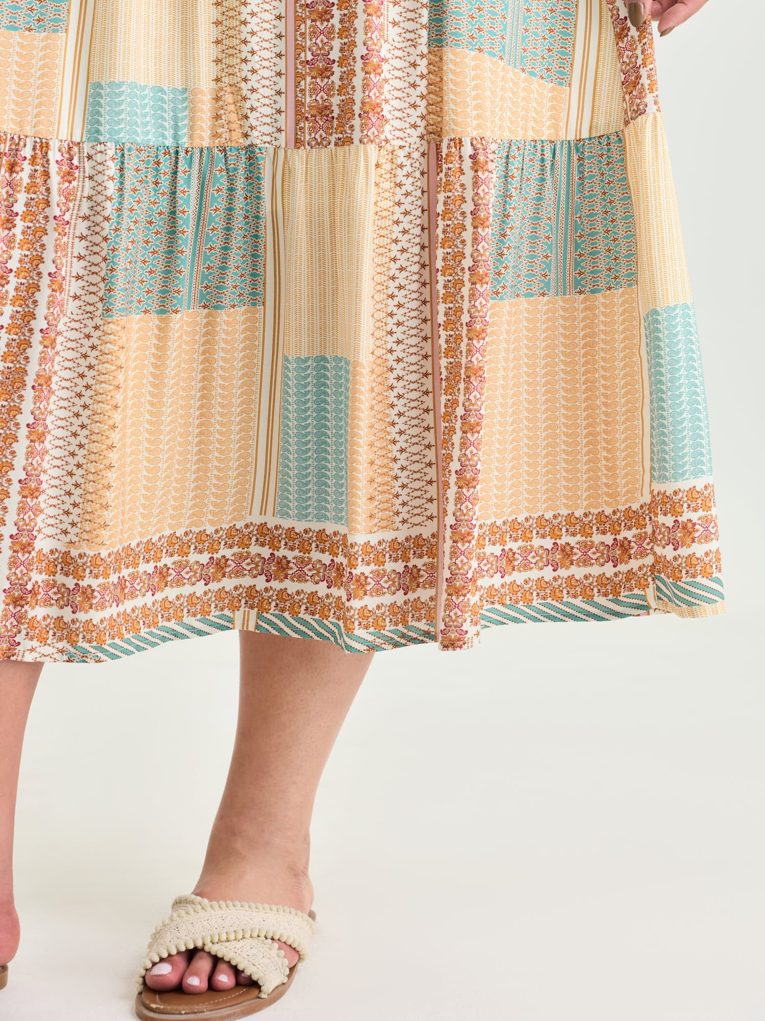 Colorblock Print Tiered Cami Midi Dress - Image 4