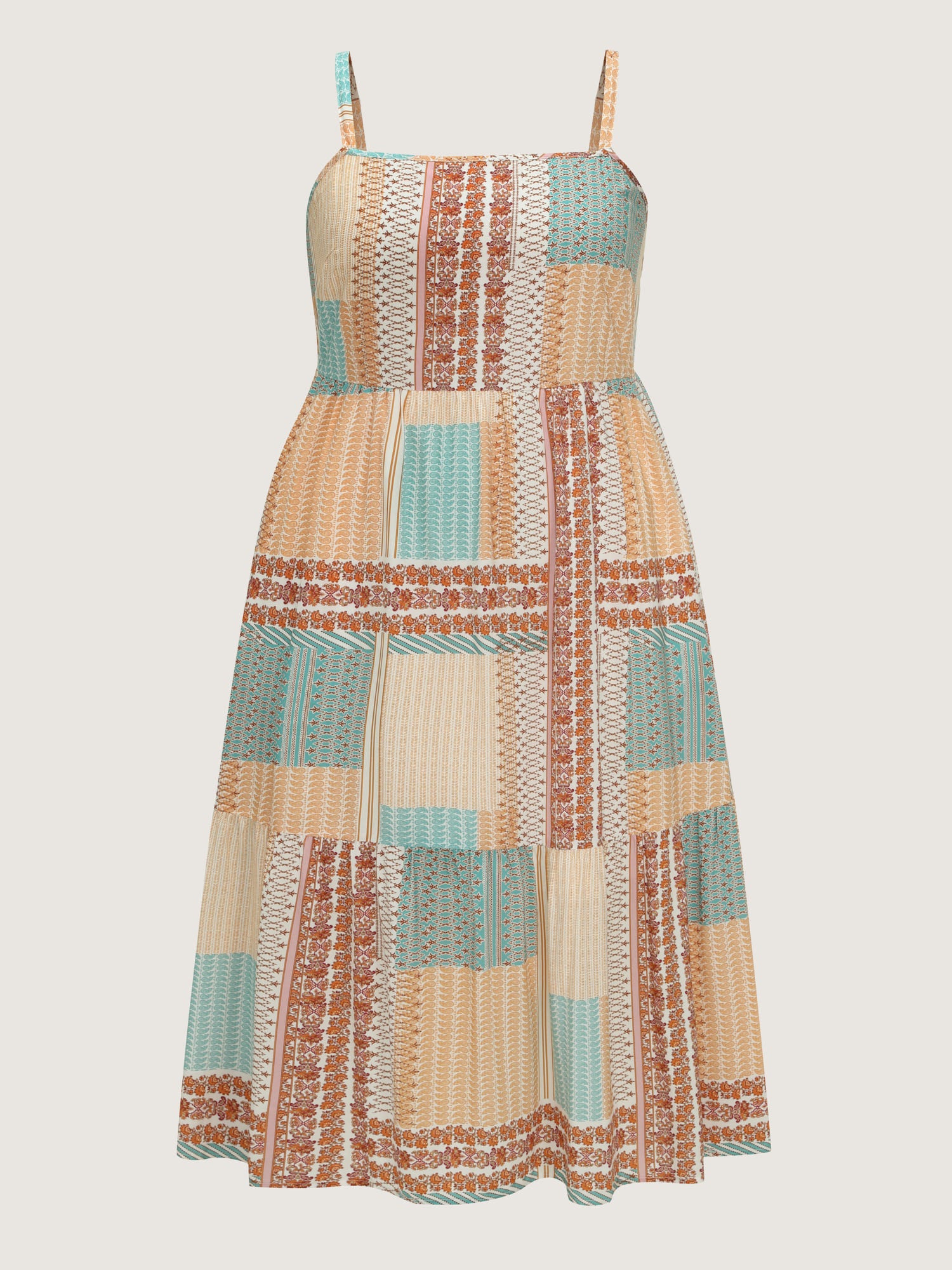 Colorblock Print Tiered Cami Midi Dress - Image 8