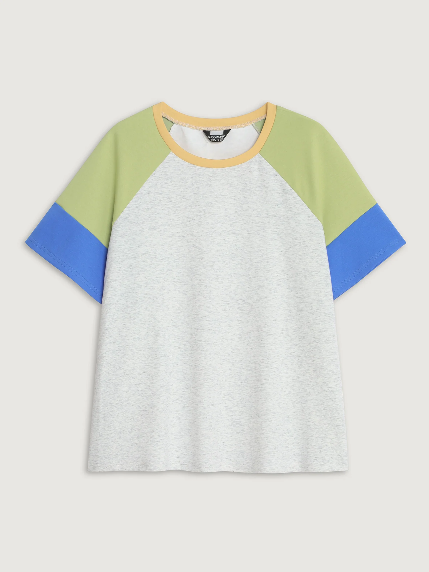 Colorblock Raglan Sleeve Plain T-Shirt - Image 6