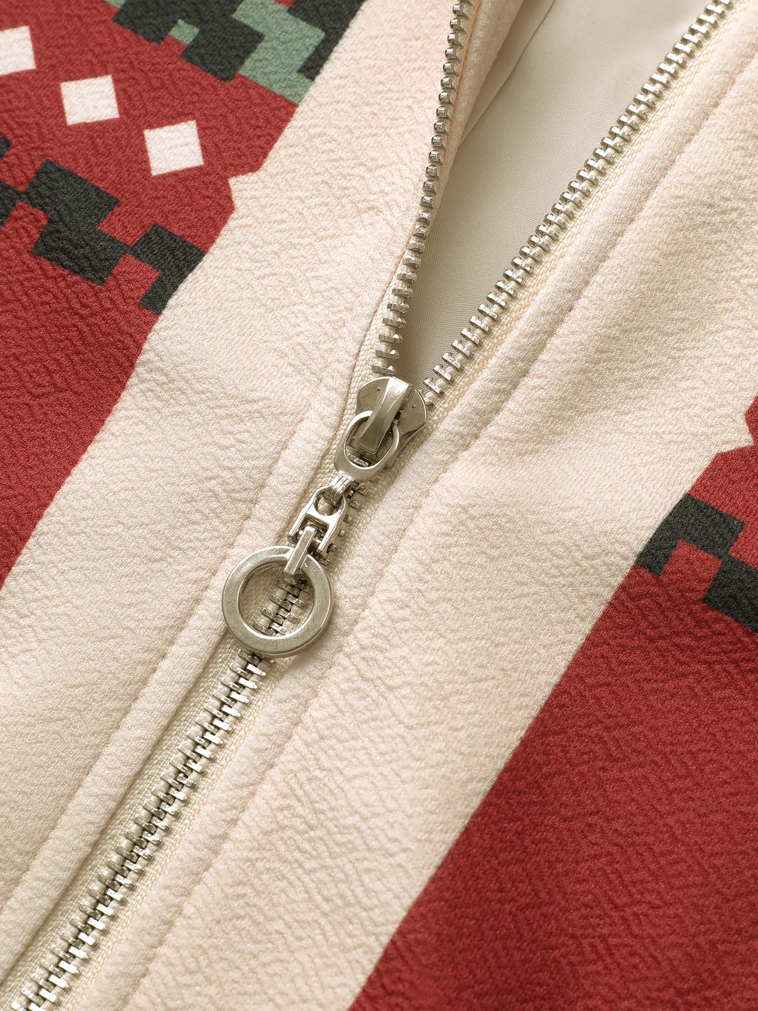 Colorblock Rib Knit Pocket Zipper Fly Jacket - Image 5