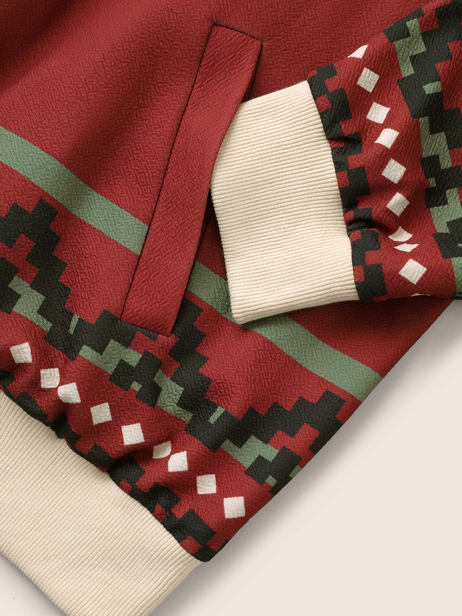 Colorblock Rib Knit Pocket Zipper Fly Jacket - Image 6