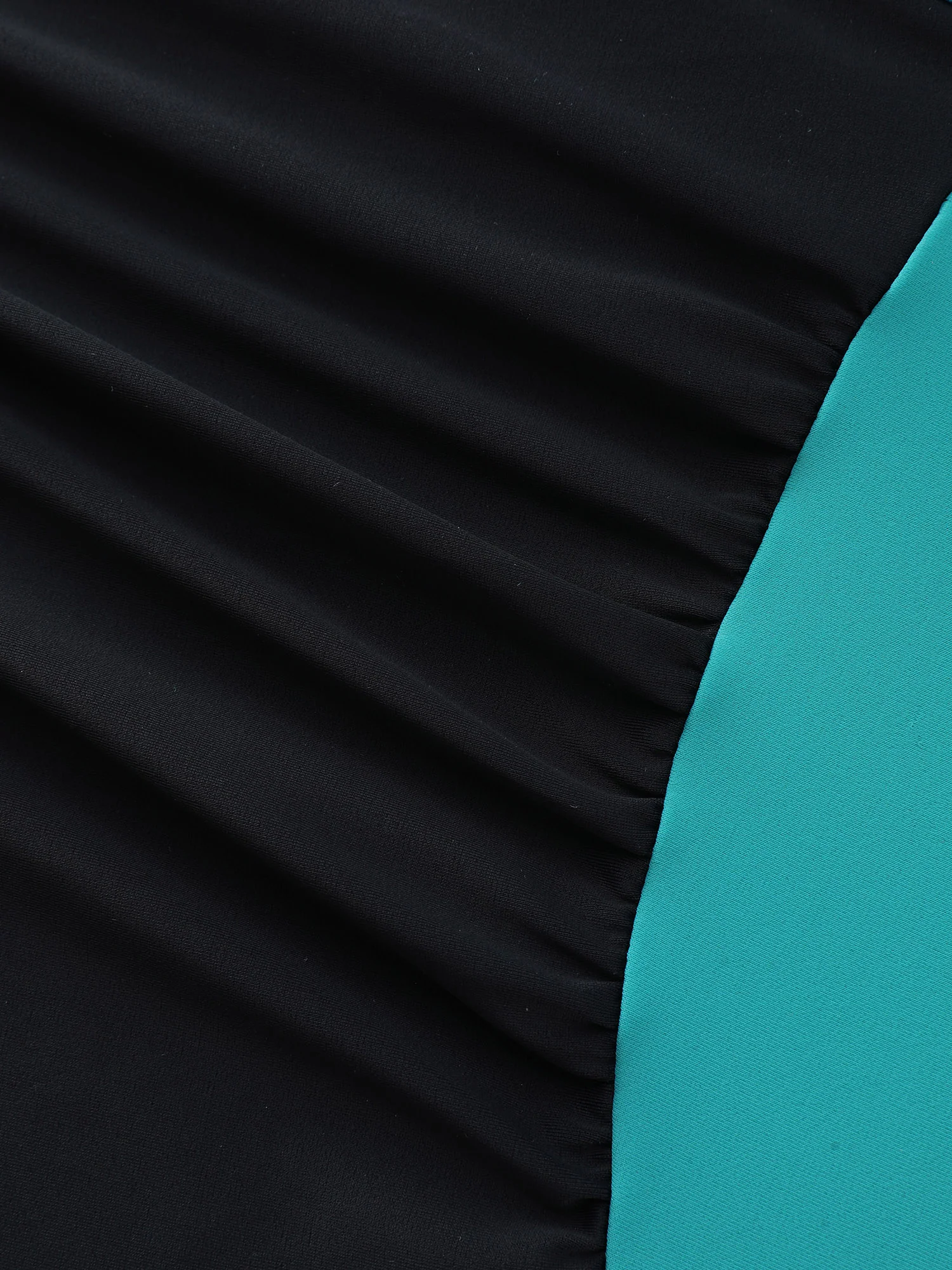 Colorblock Ruched Tummy-Control One-Piece Swimsuit - Image 5