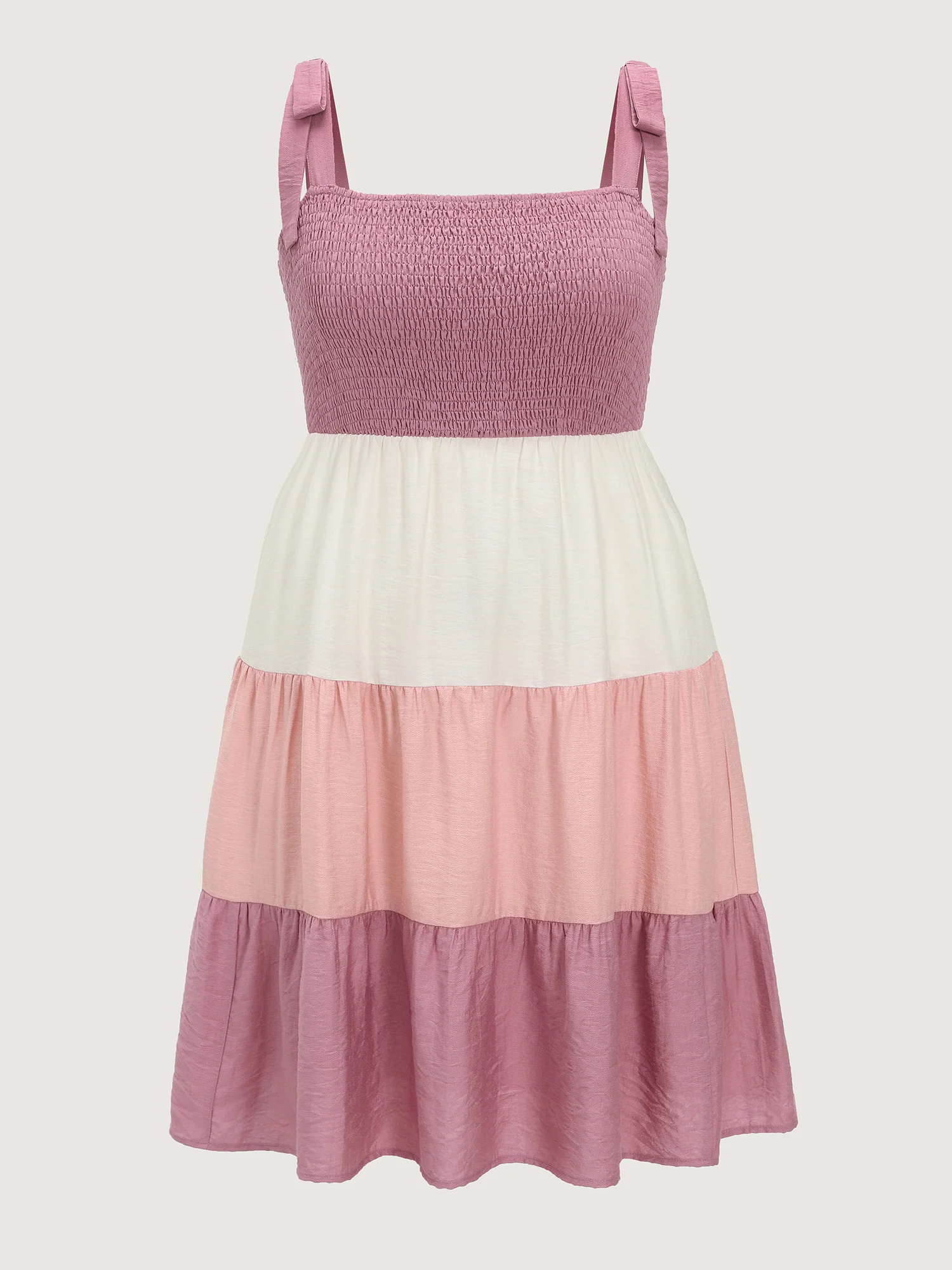 Colorblock Shirred Bodice Tiered Mini Dress - Image 7