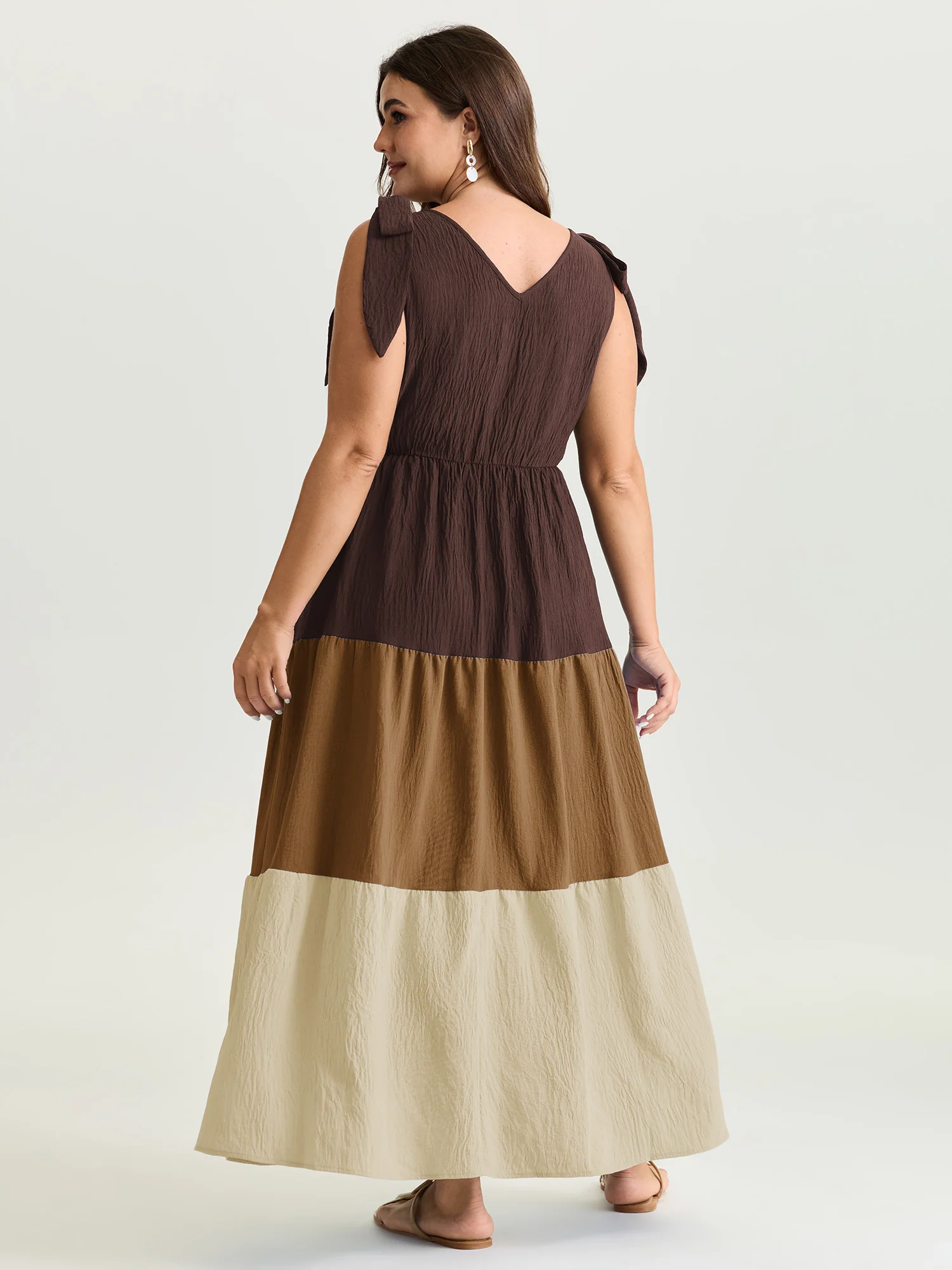Colorblock Shoulder-Tie Tiered Maxi Dress - Image 15