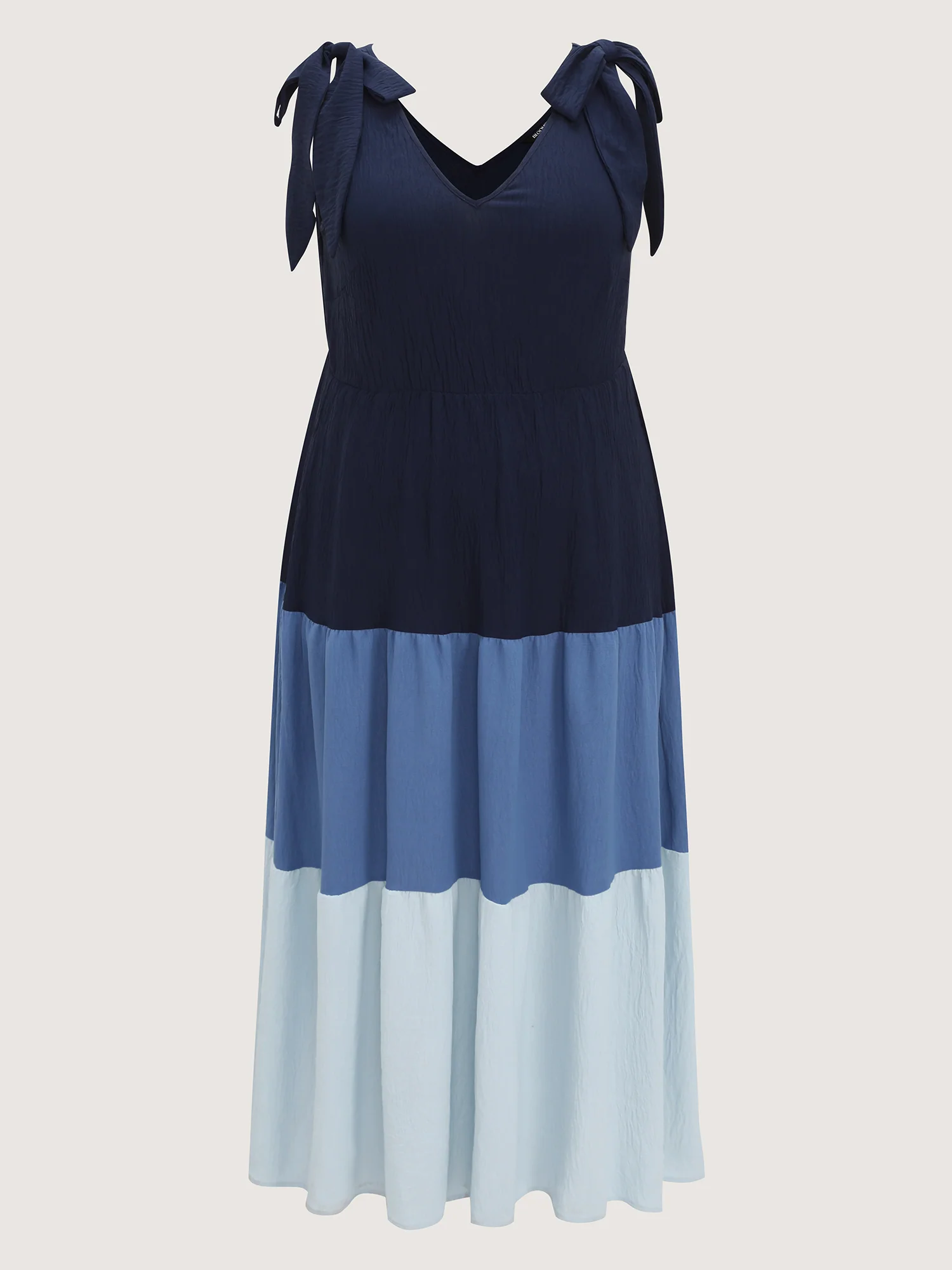 Colorblock Shoulder-Tie Tiered Maxi Dress - Image 7