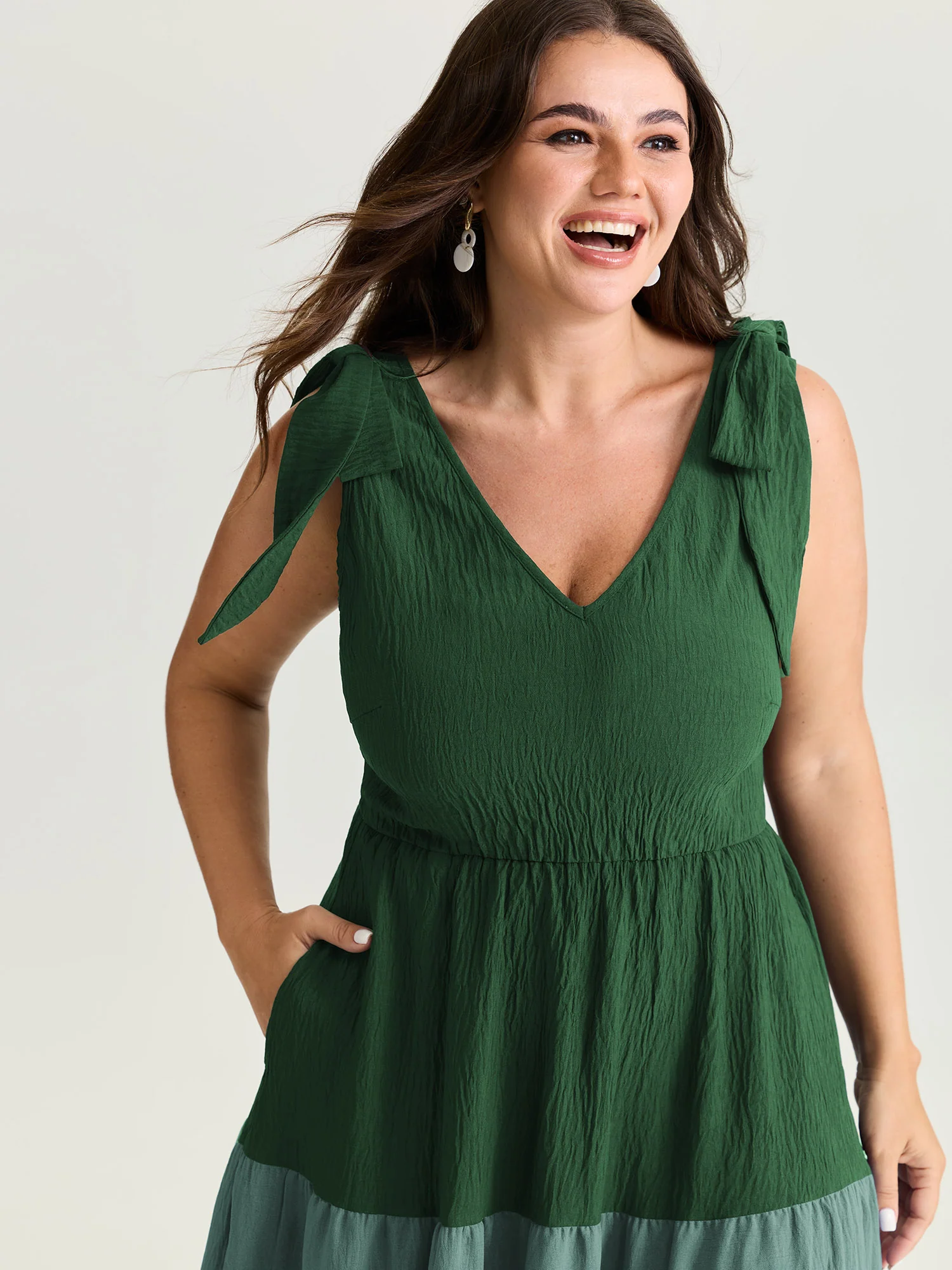 Colorblock Shoulder-Tie Tiered Maxi Dress - Image 9