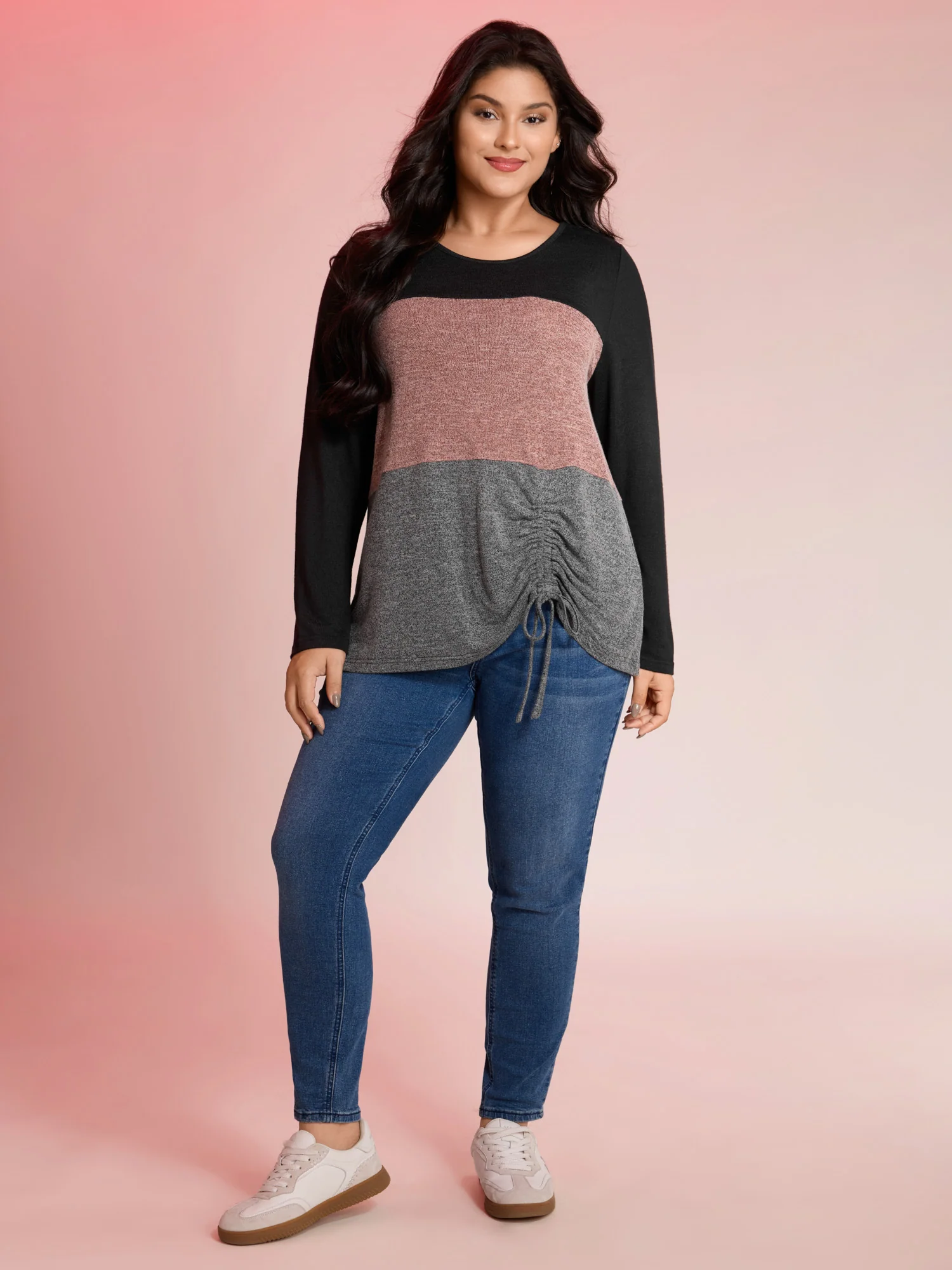 Colorblock Side Drawstring T-Shirt - Image 3