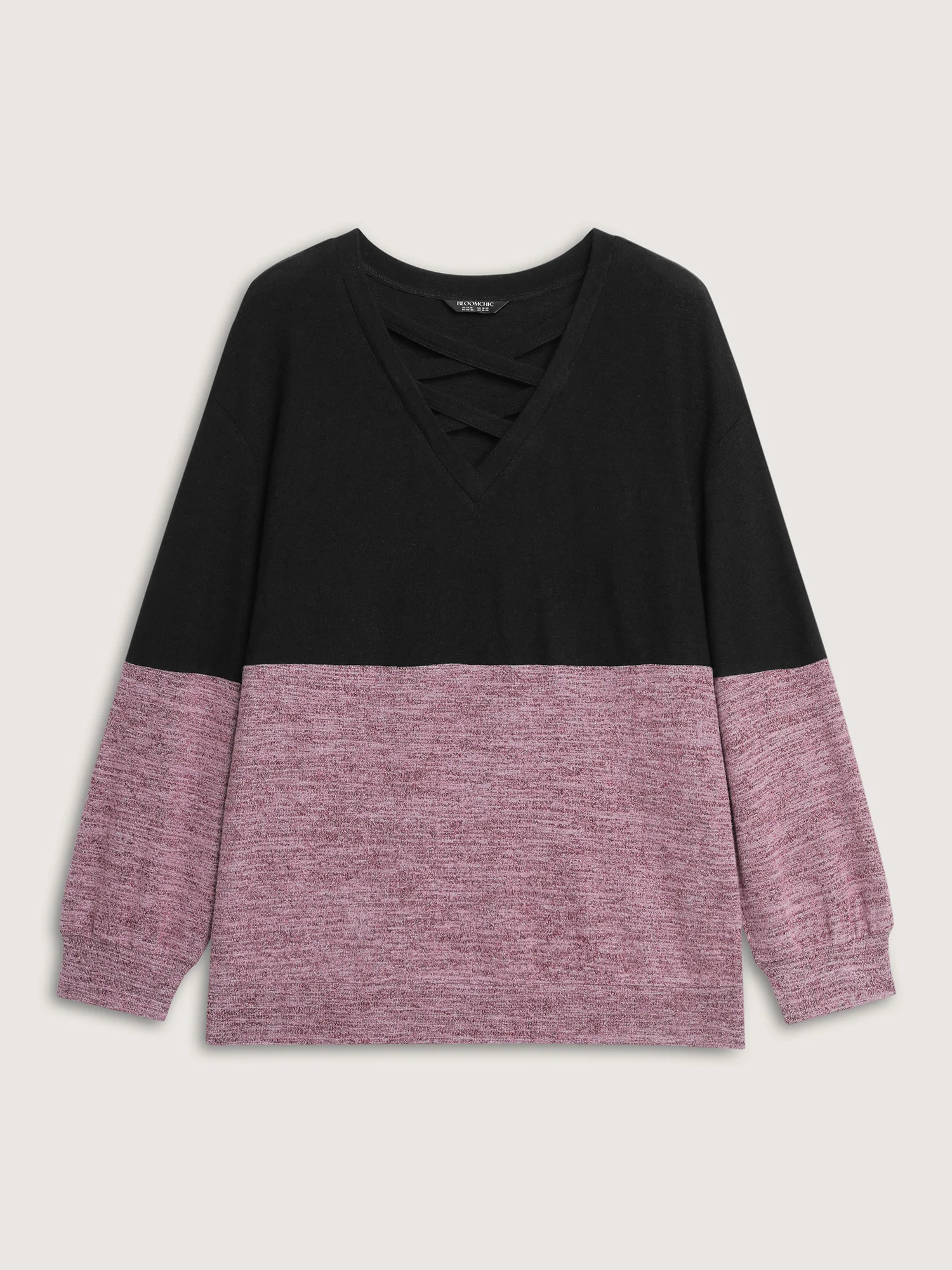 Colorblock Spliced Cross-Tie Sweatshirt - Image 7