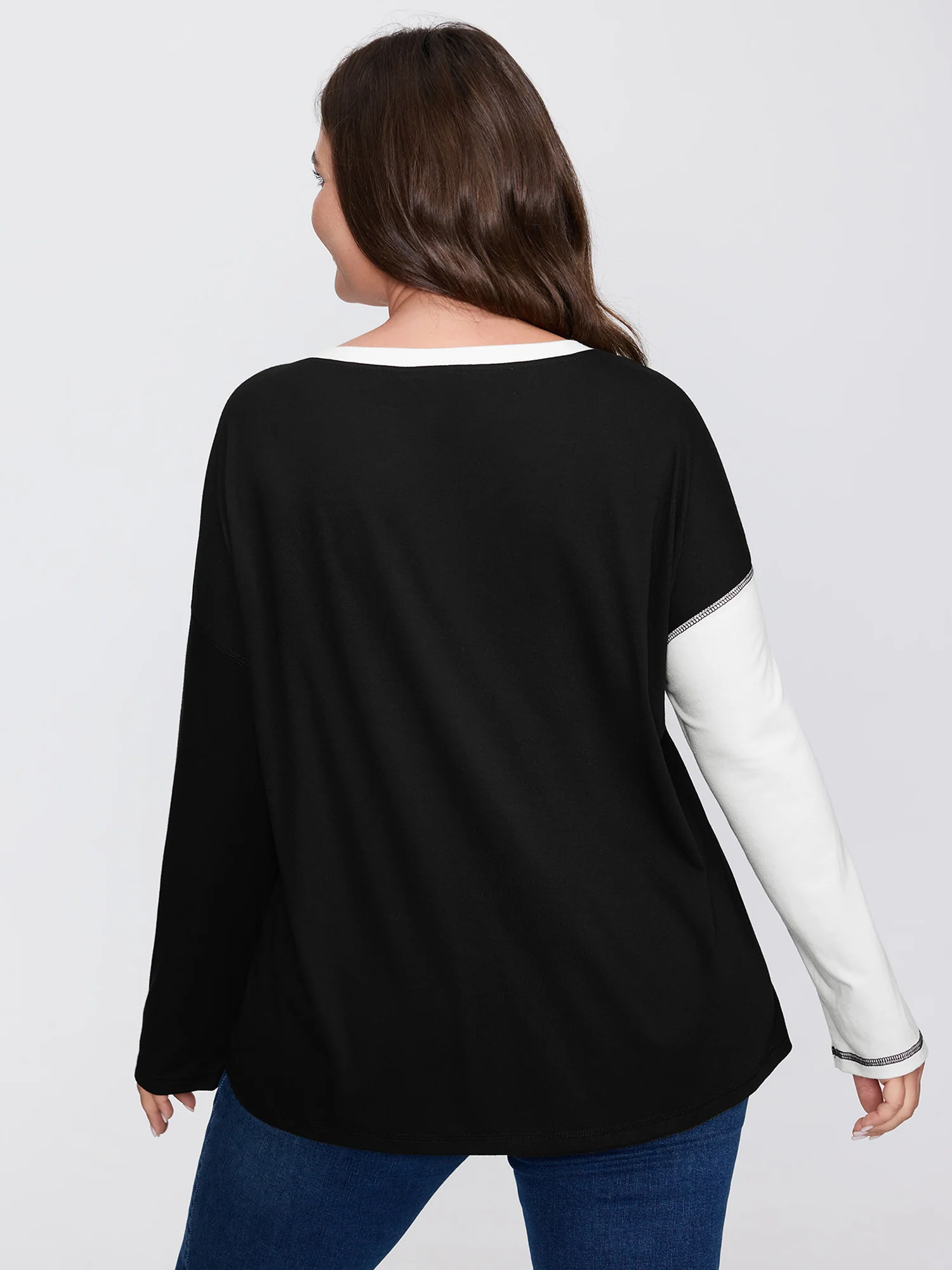 Colorblock Stretchy Stripe Print T-Shirt - Image 4