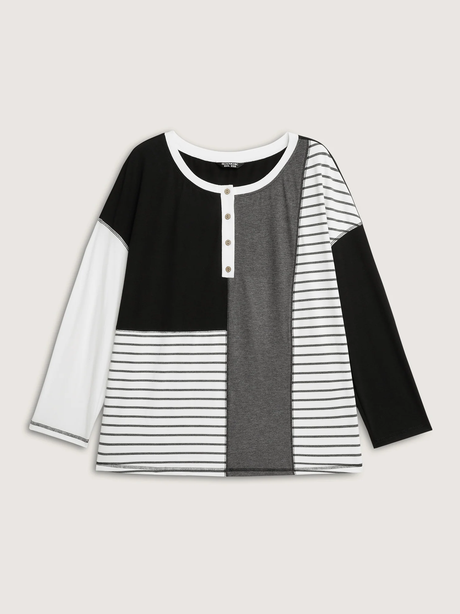 Colorblock Stretchy Stripe Print T-Shirt - Image 5