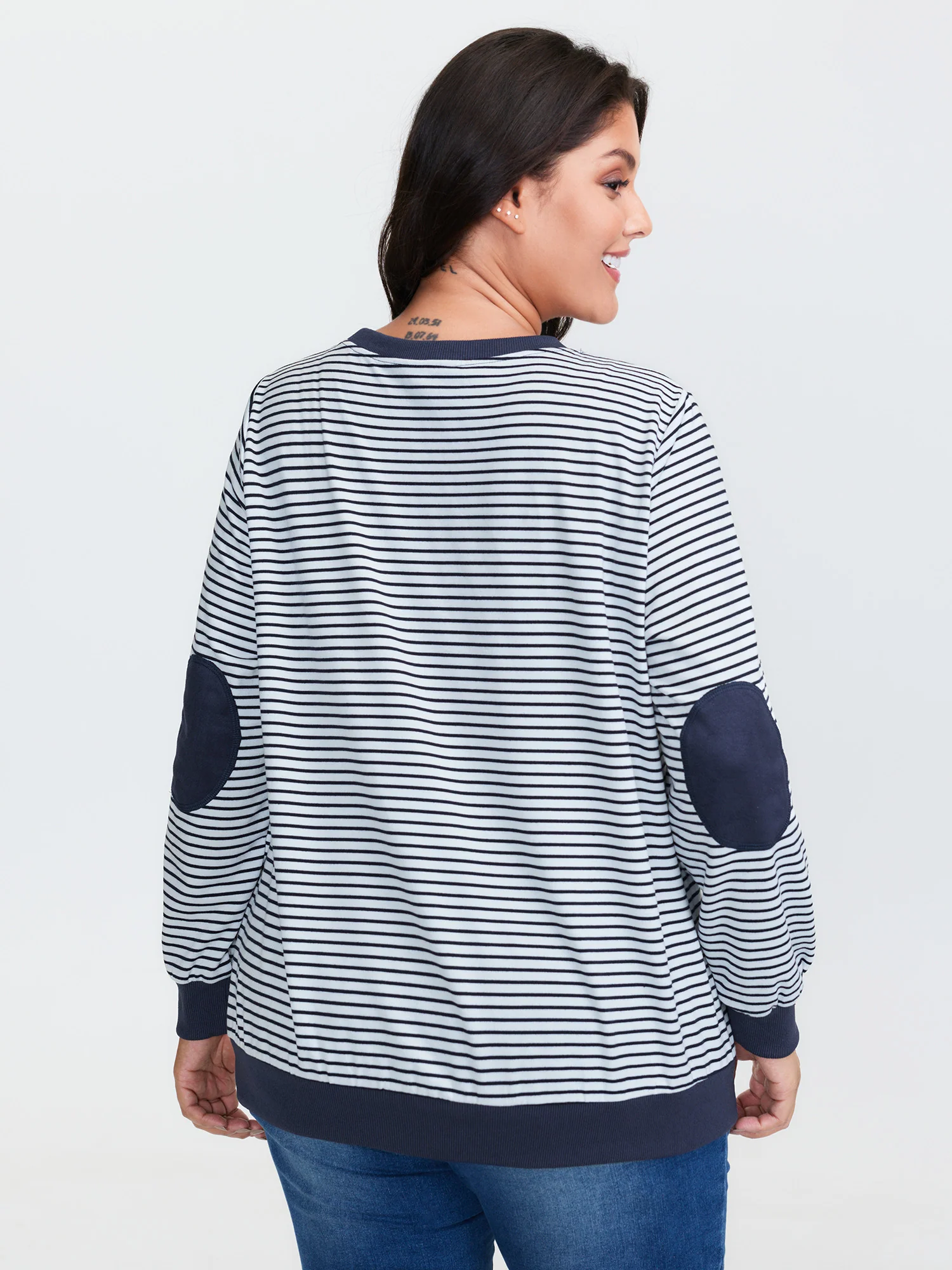 Colorblock Stripe Round Neck Sweatshirt - Image 4