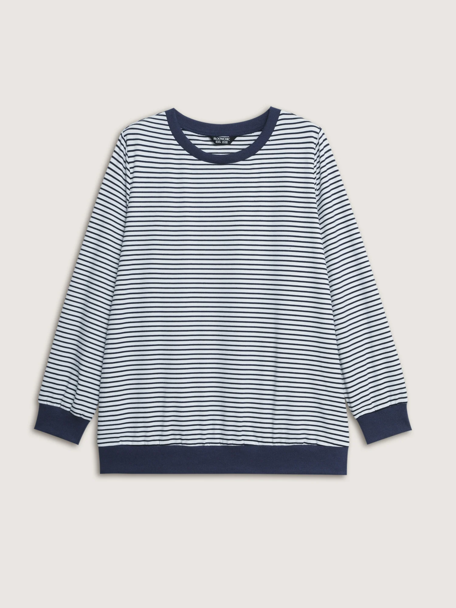 Colorblock Stripe Round Neck Sweatshirt - Image 7