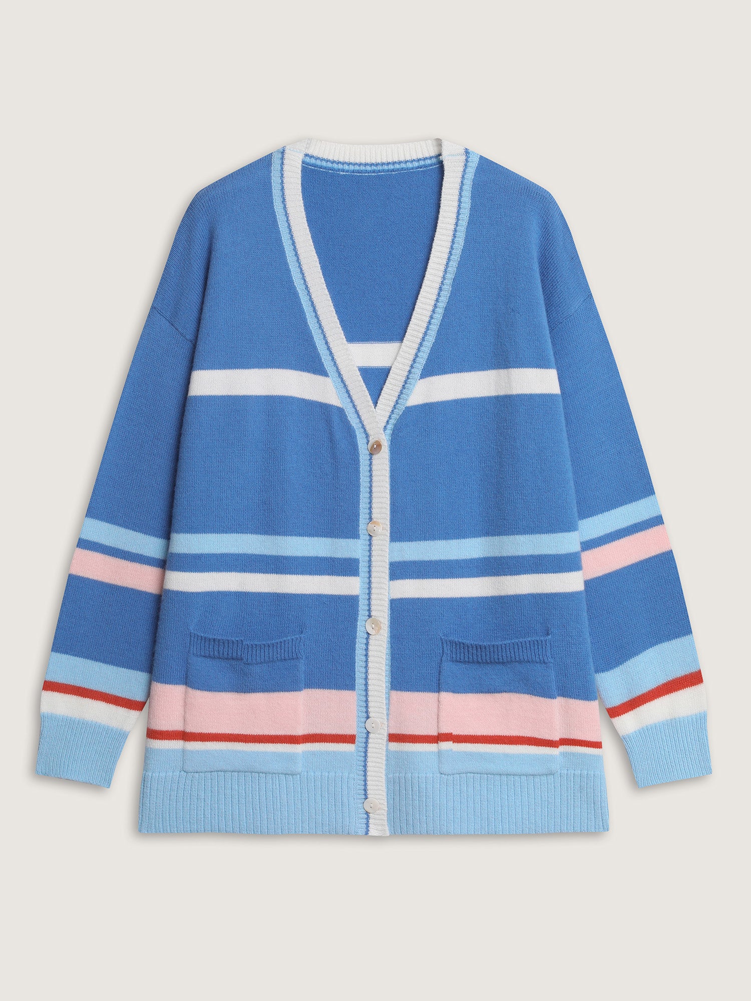 Colorblock Super Stretchy Pockets Knit Cardigan - Image 8
