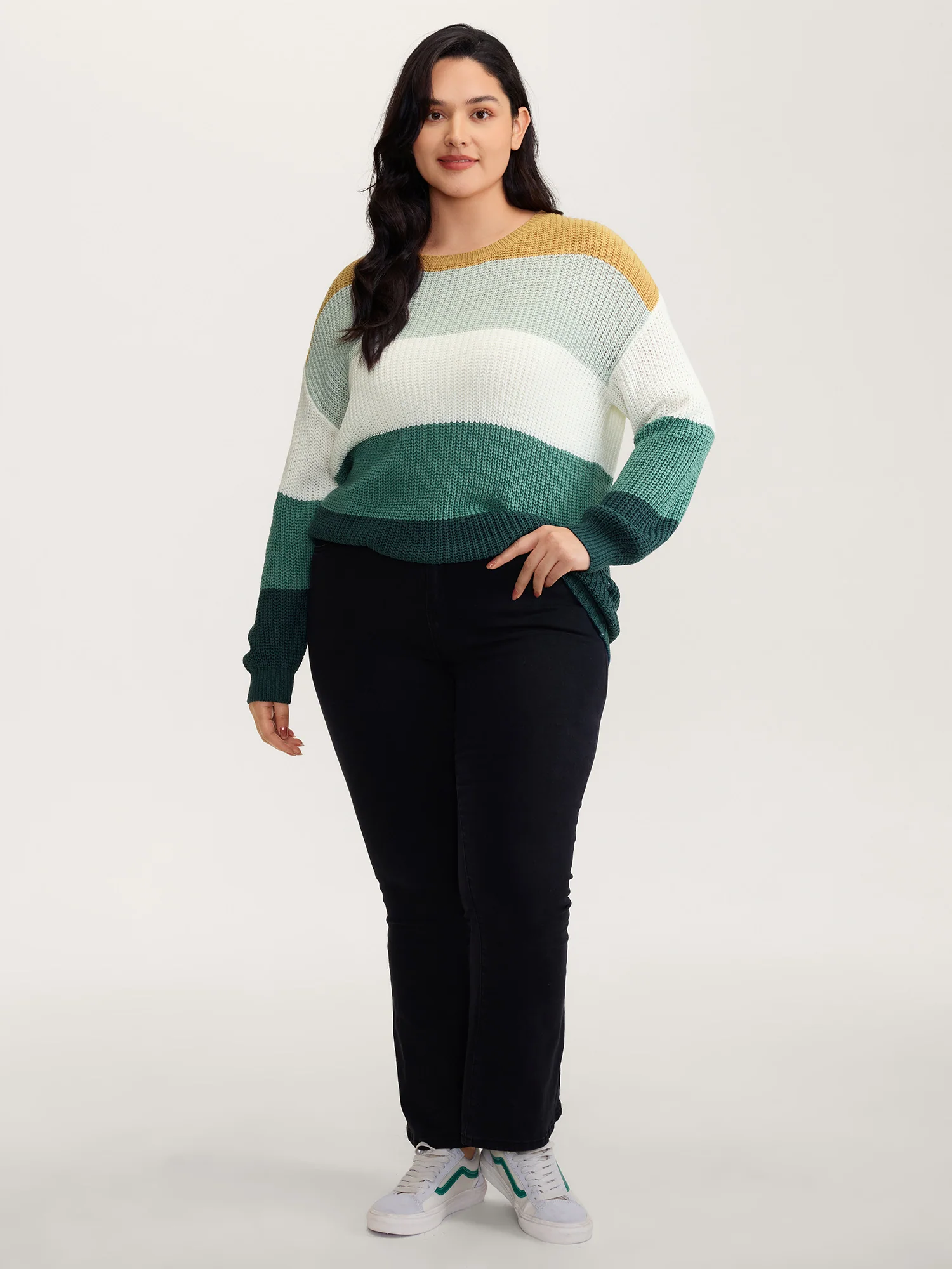 Colorblock Textured Balloon Sleeve Pullover - Image 3