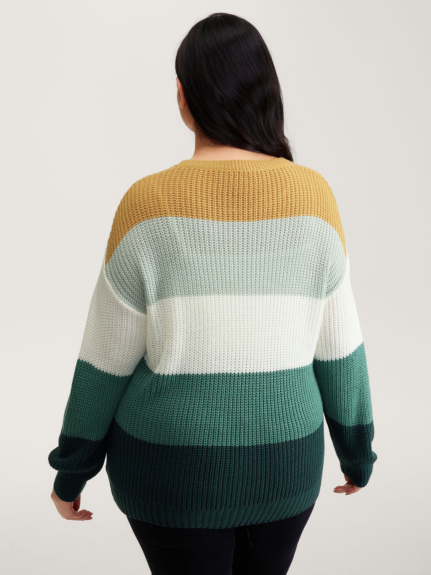 Colorblock Textured Balloon Sleeve Pullover - Image 4
