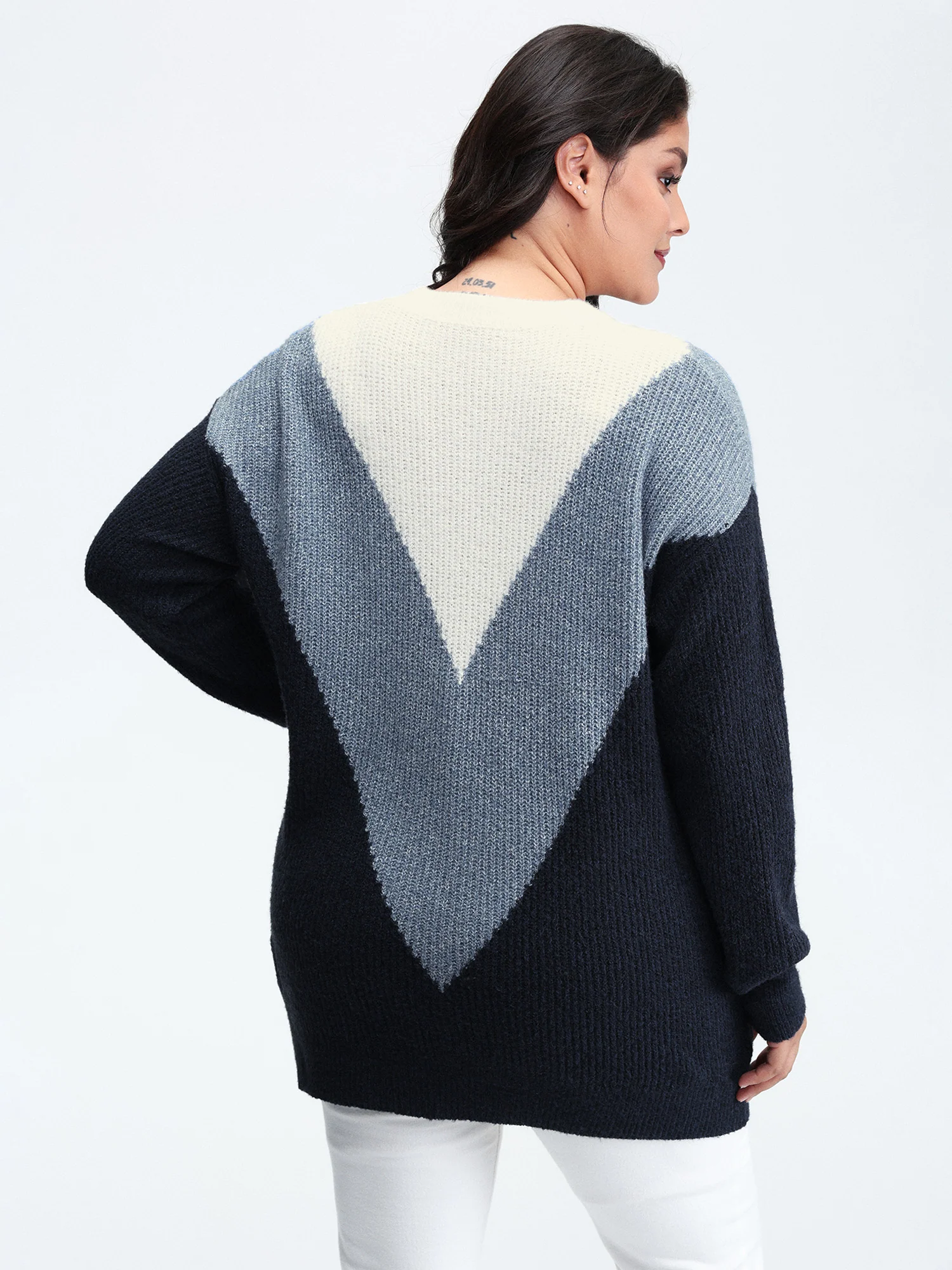 Colorblock Textured Mock Neck Pullover - Image 4