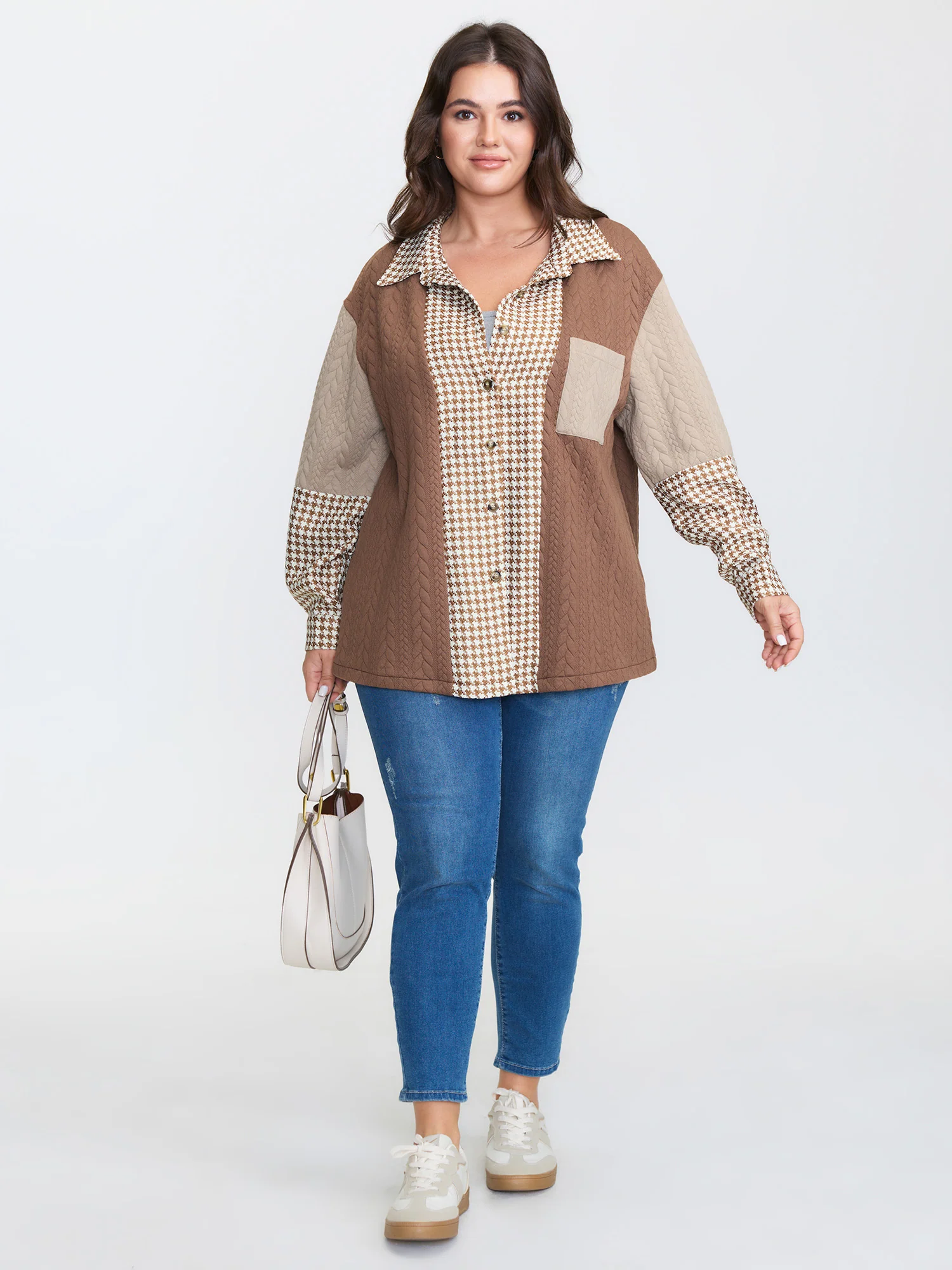 Colorblock Textured Pocket Button Jacket - Image 3