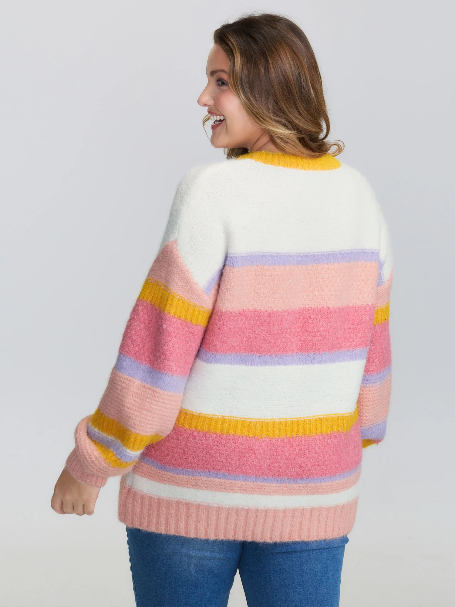 Colorblock Textured Ribbed Hem Pullover - Image 4