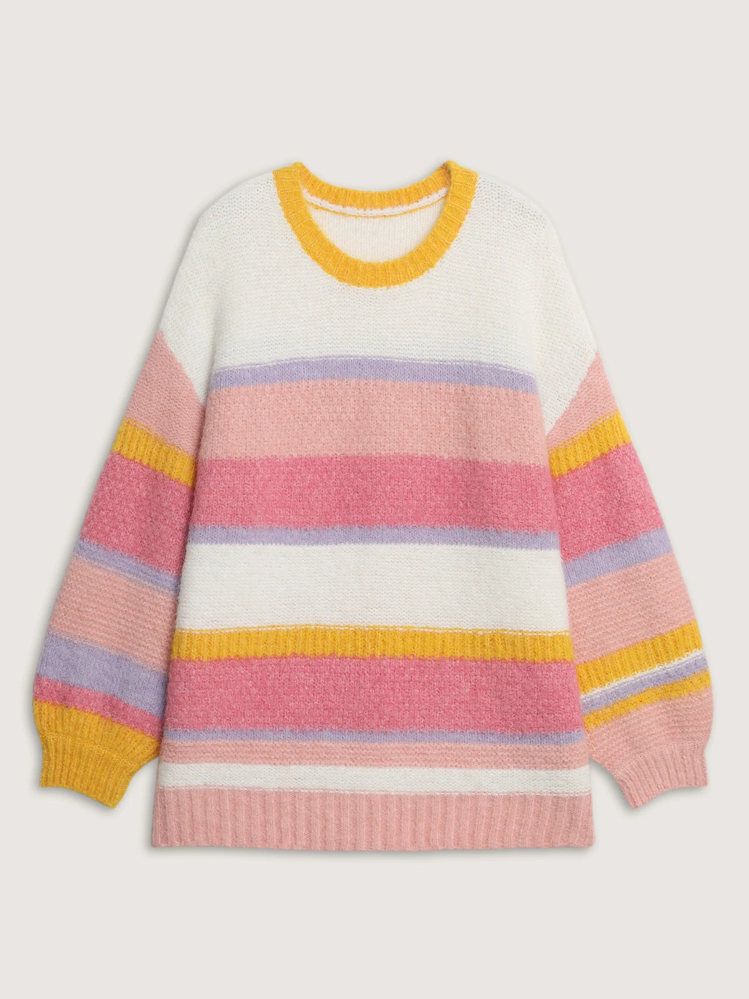 Colorblock Textured Ribbed Hem Pullover - Image 5