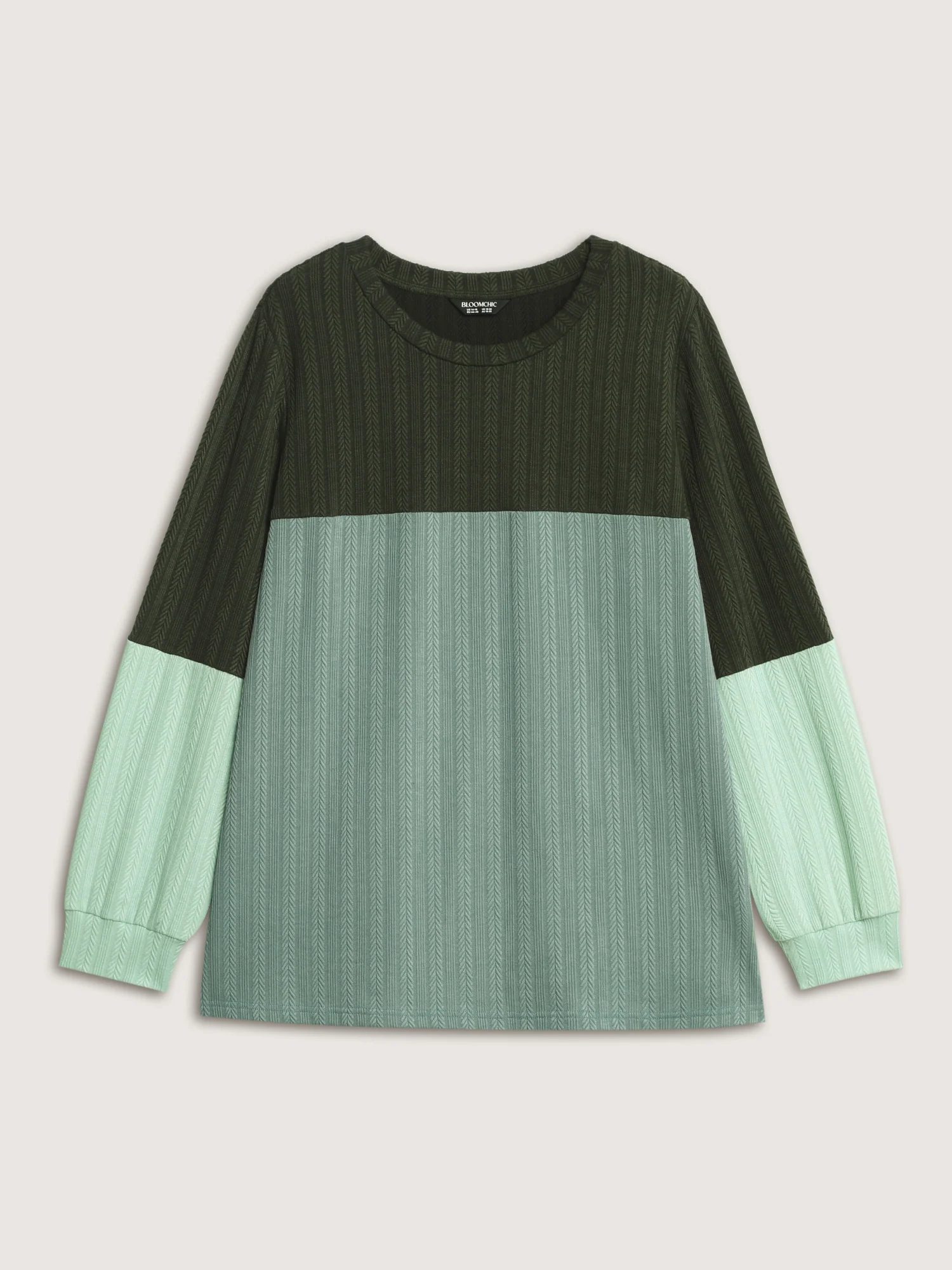 Colorblock Textured Round Neck Sweatshirt - Image 5
