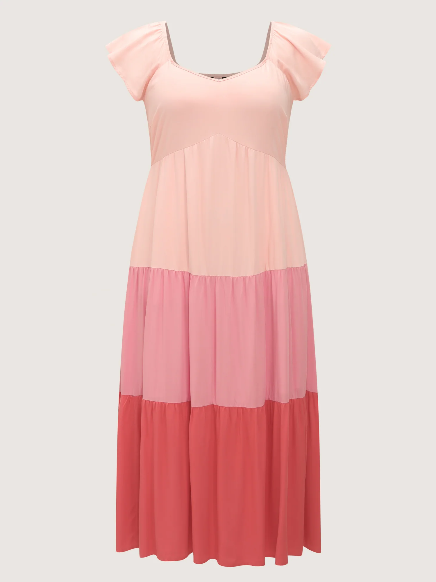 Colorblock Tiered Ruffled Sleeve Maxi Dress - Image 7