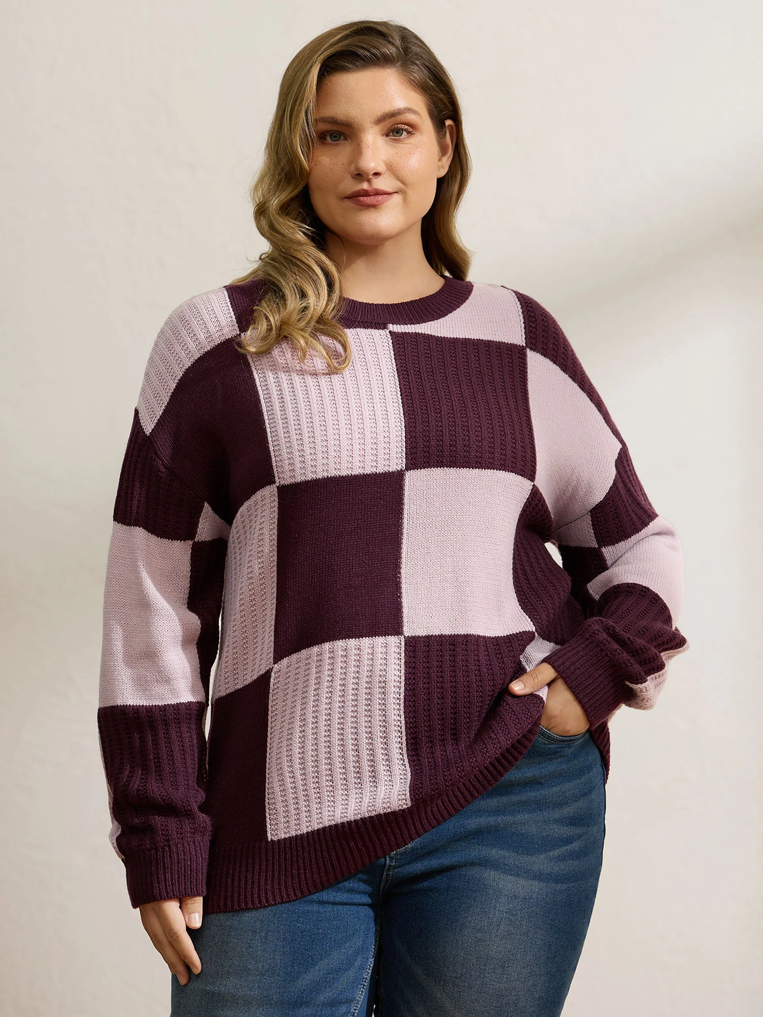Colorblock Tissue Textured Drop Shoulder Pullover - Image 2
