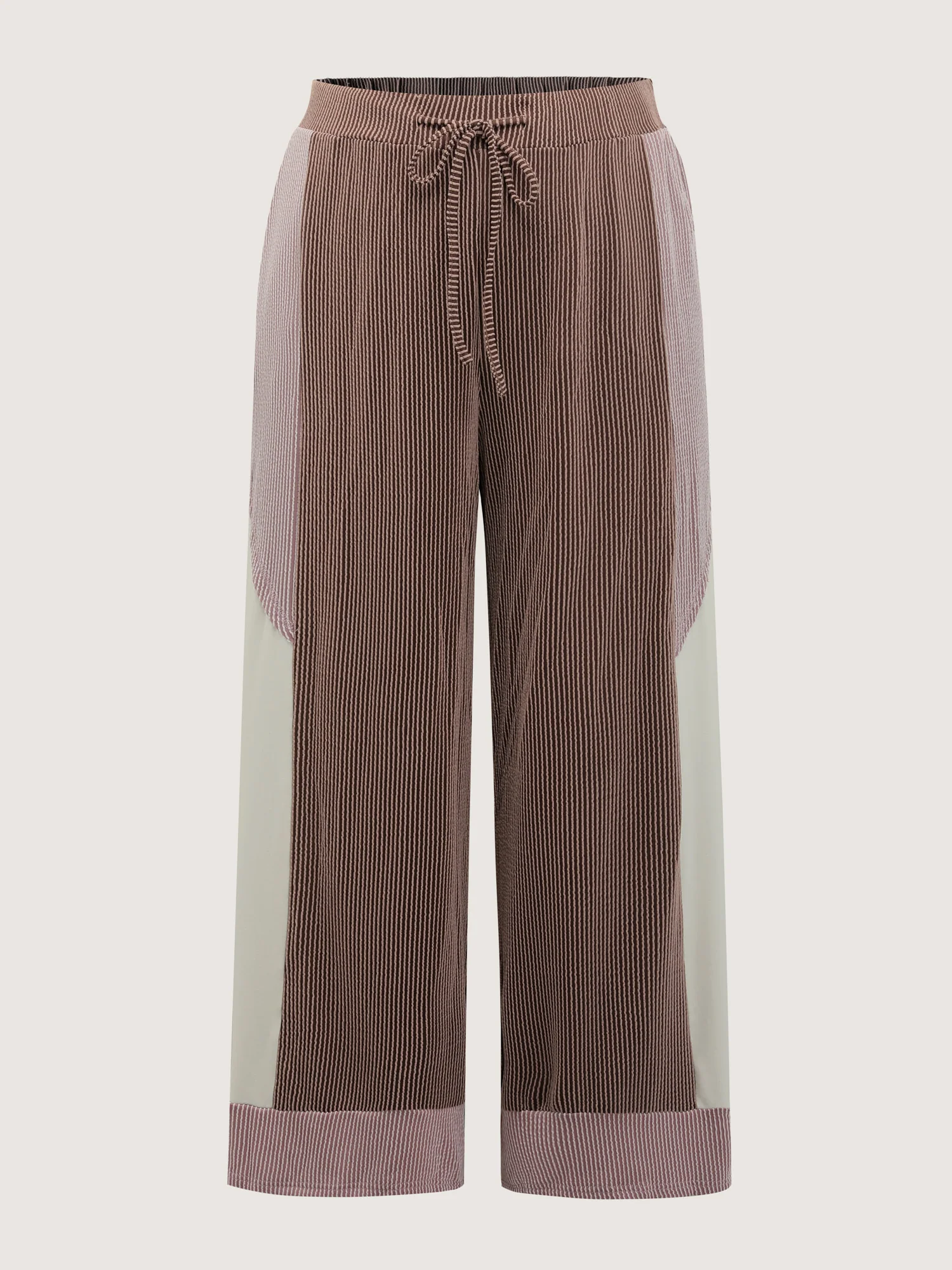 Colorblock Waist Drawstring Wide-Leg Pants - Image 6