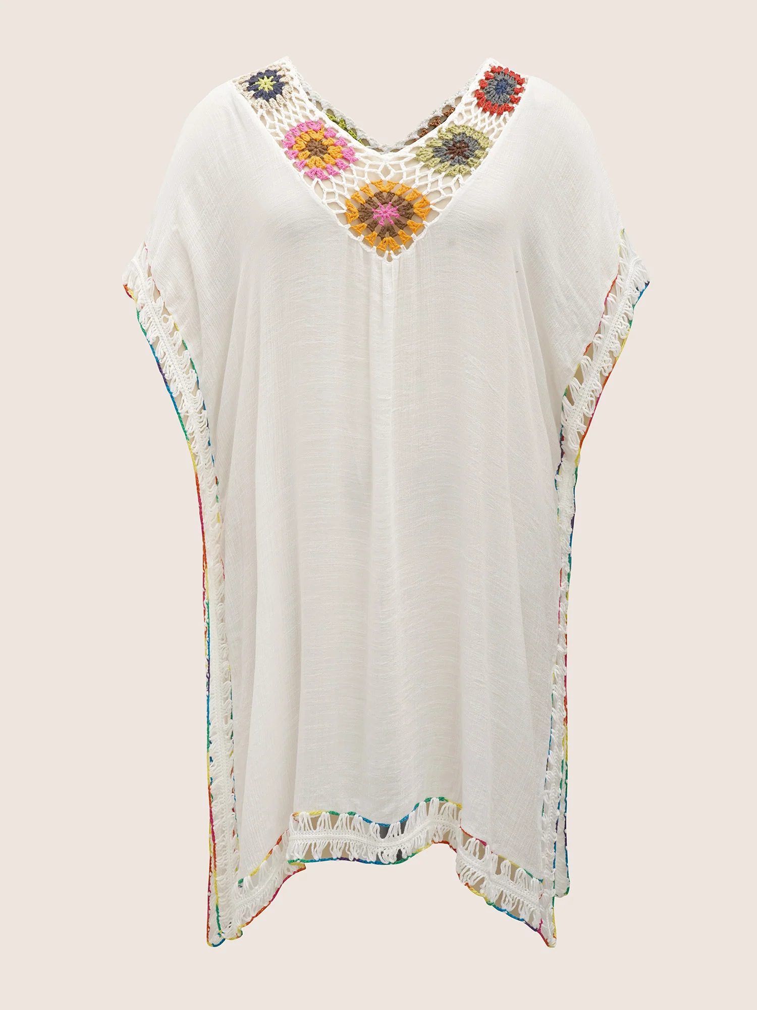 Colored Crochet Slit Hem Swim Cover Up - Image 11