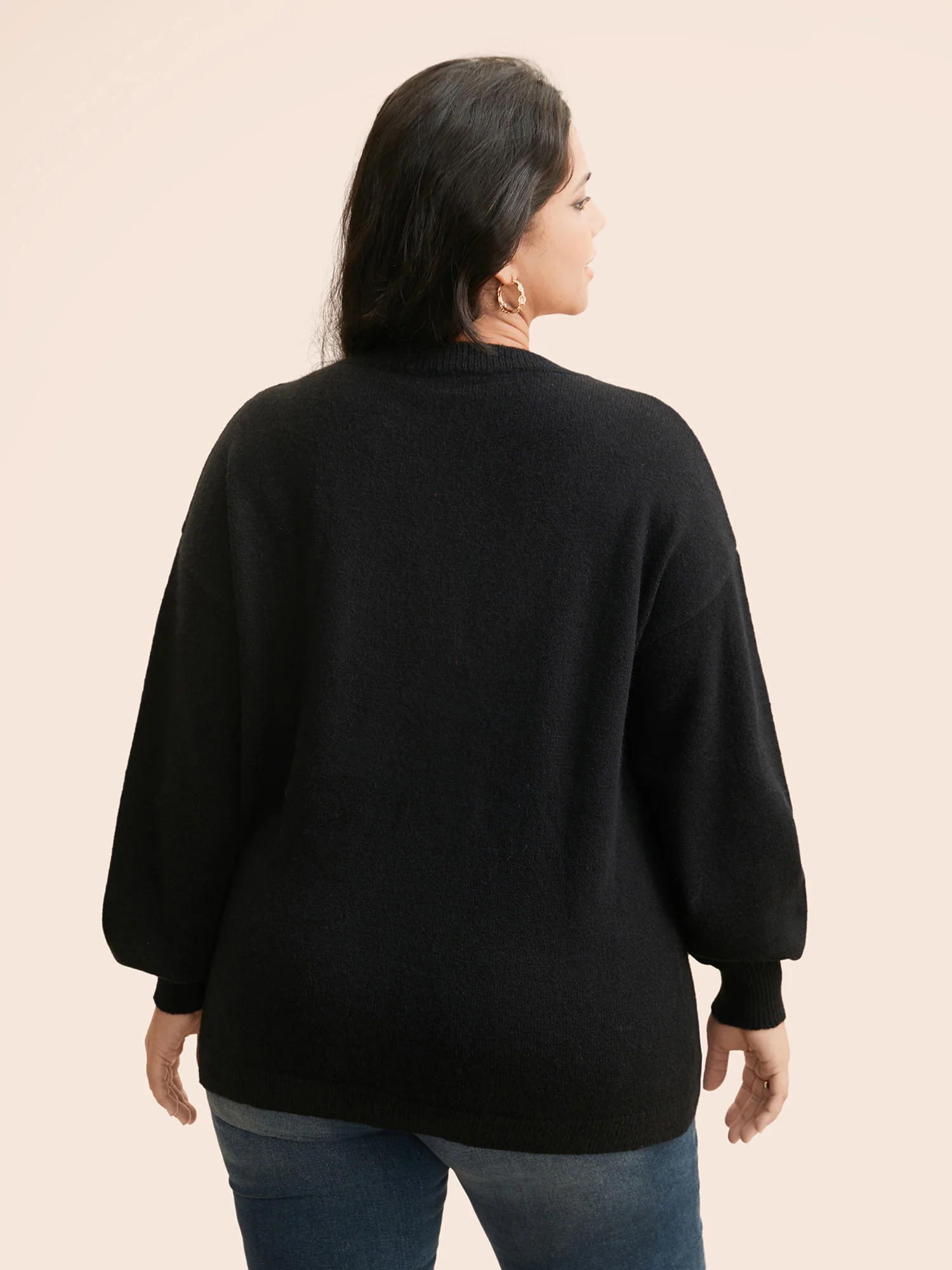 Colored Fluffy Ball Drop Shoulder Pullover - Image 4