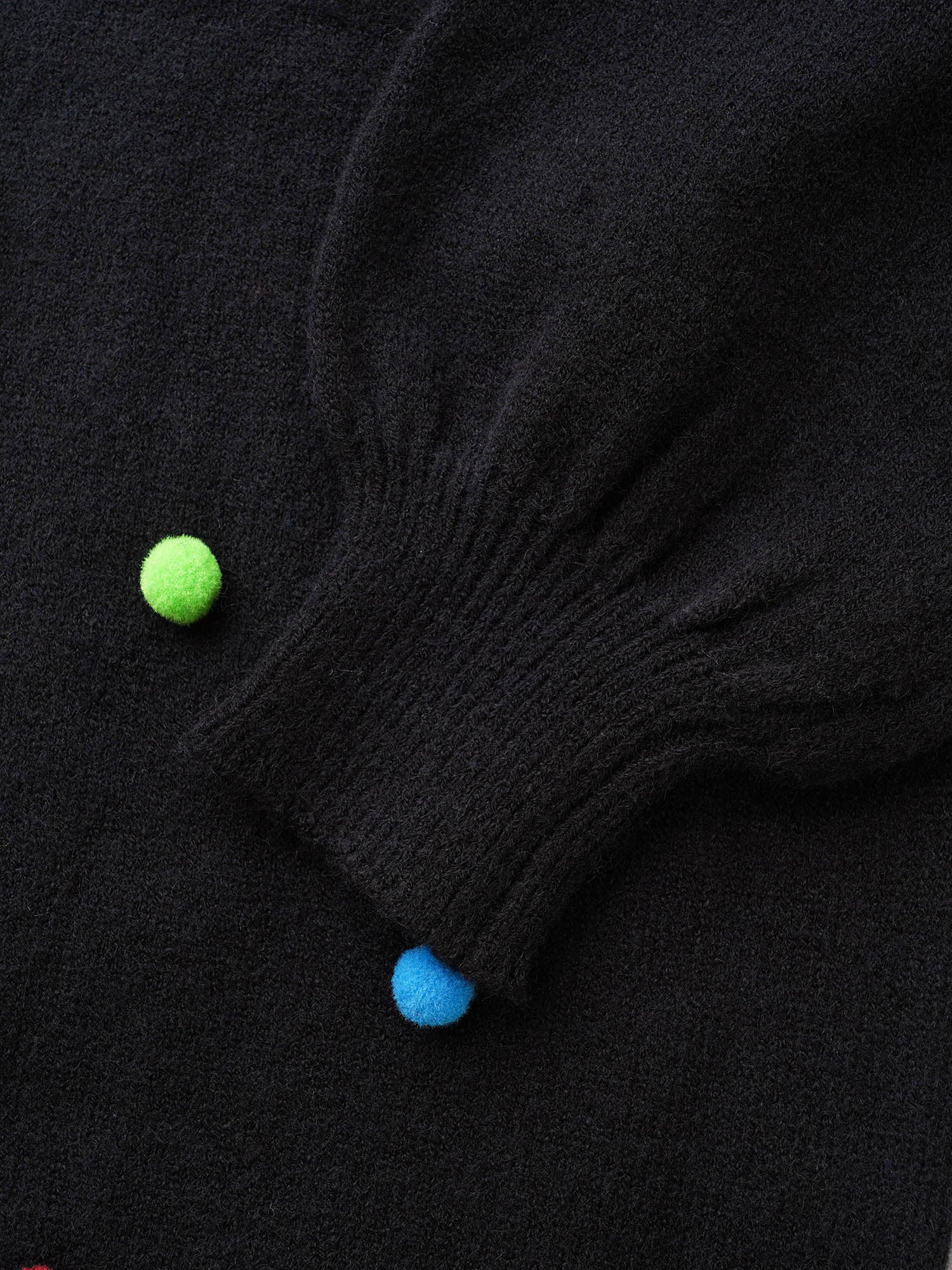 Colored Fluffy Ball Drop Shoulder Pullover - Image 5