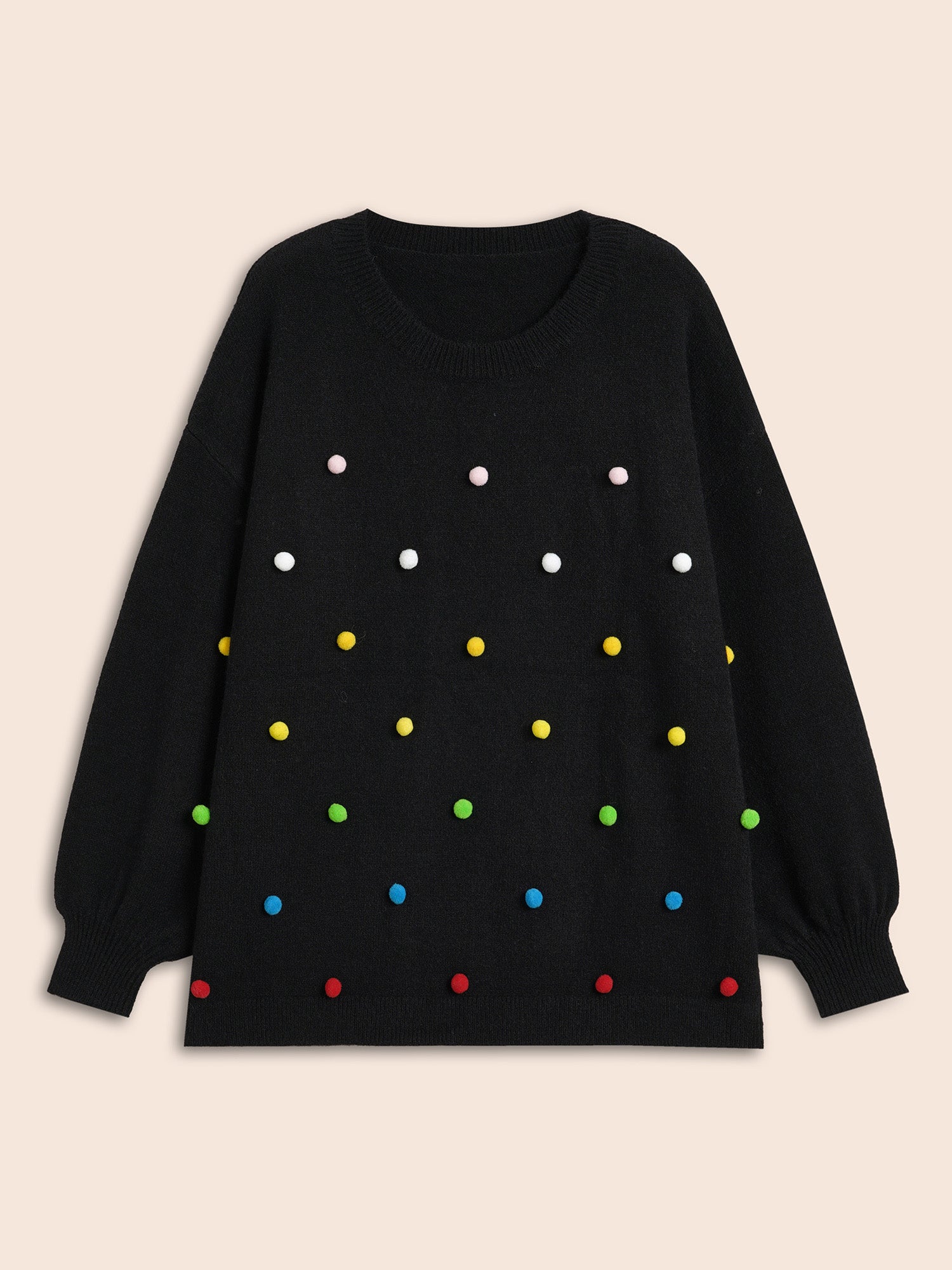 Colored Fluffy Ball Drop Shoulder Pullover - Image 7