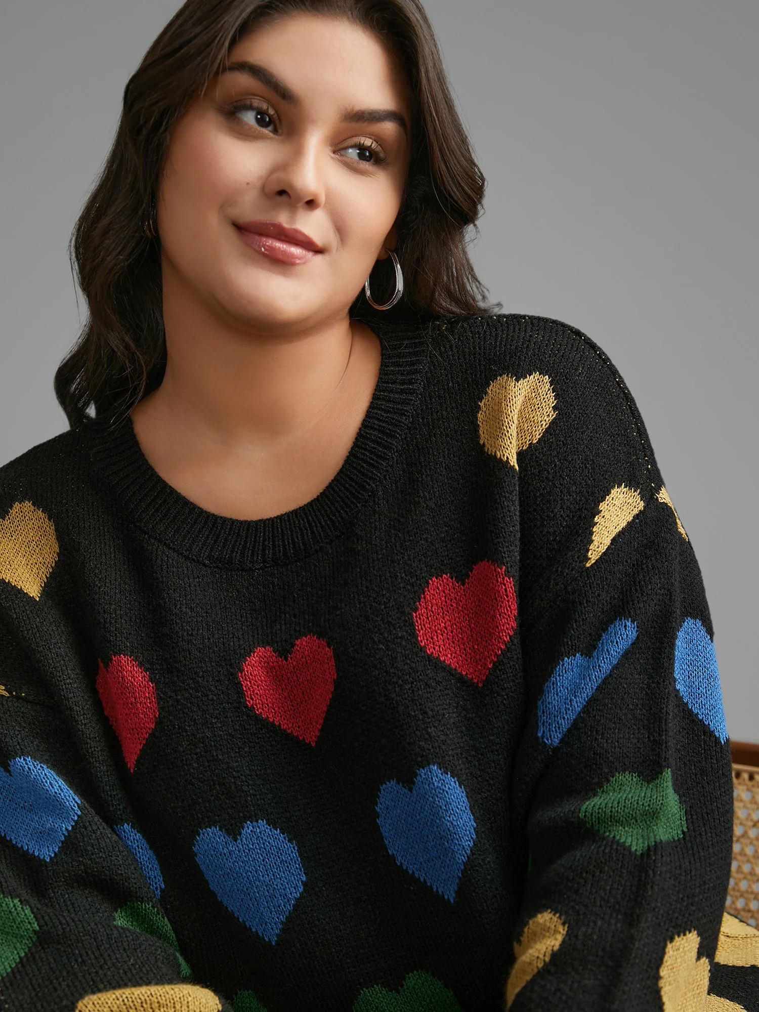 Colored Heart Drop Shoulder Sleeve Pullover - Image 5