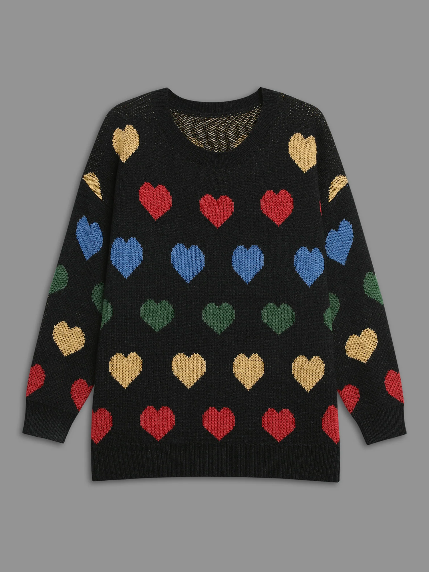 Colored Heart Drop Shoulder Sleeve Pullover - Image 8