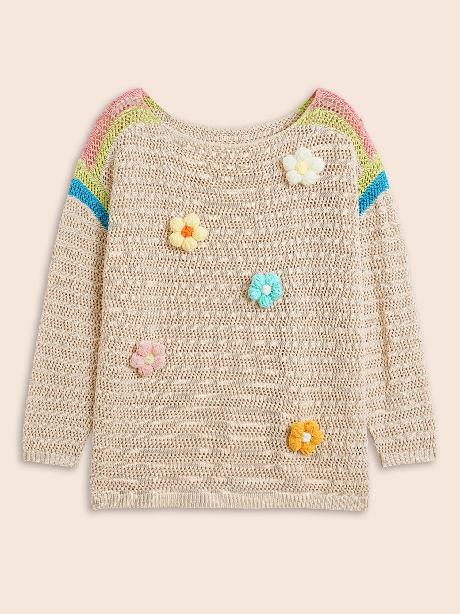 Colored Stereo Flower Design Pullover - Image 7