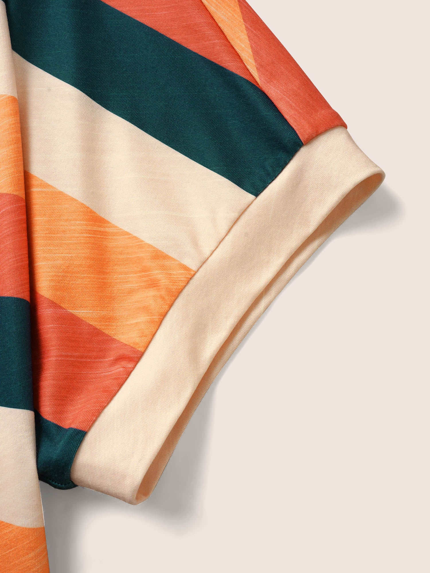 Colored Striped Crew Neck Batwing Sleeve T-shirt - Image 5