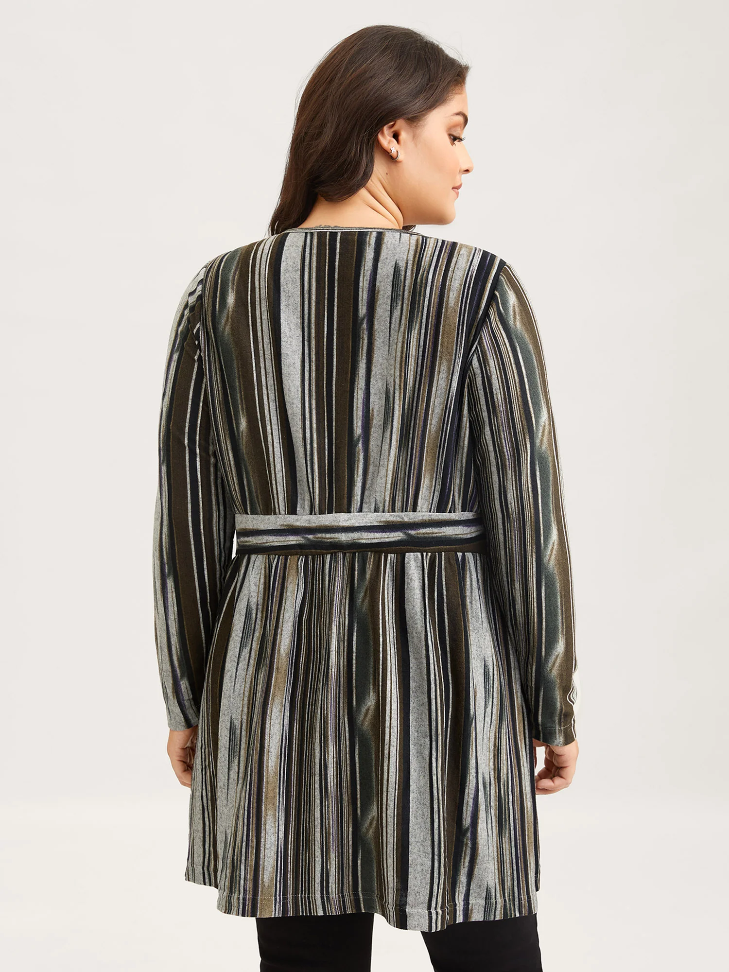 Colored Striped Open Front Waist Defining Jacket - Image 5