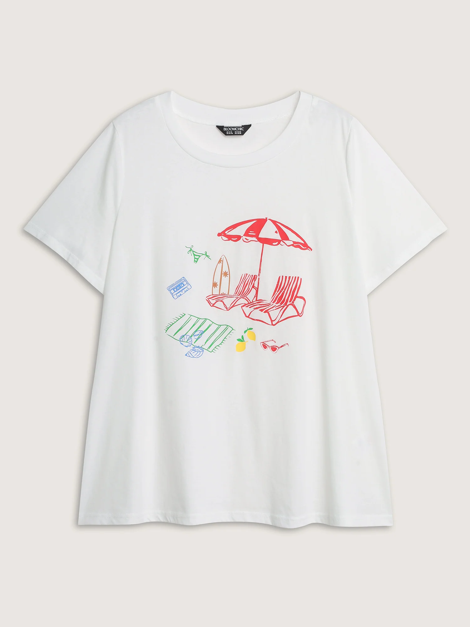 Colorful Beach Print Round Neck Top - Image 6