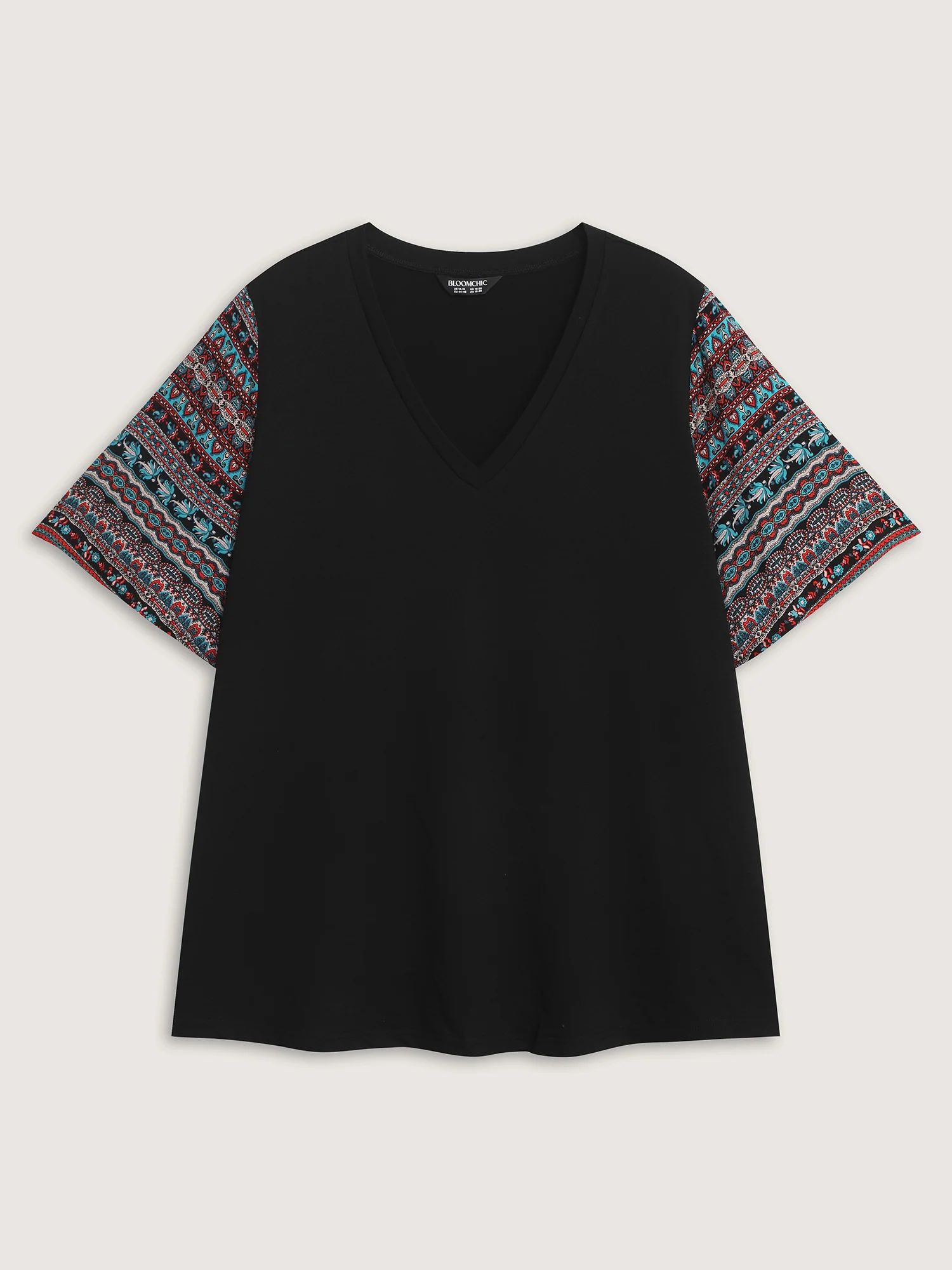 Colorful Boho Sleeve V-Neck Blouse - Image 6