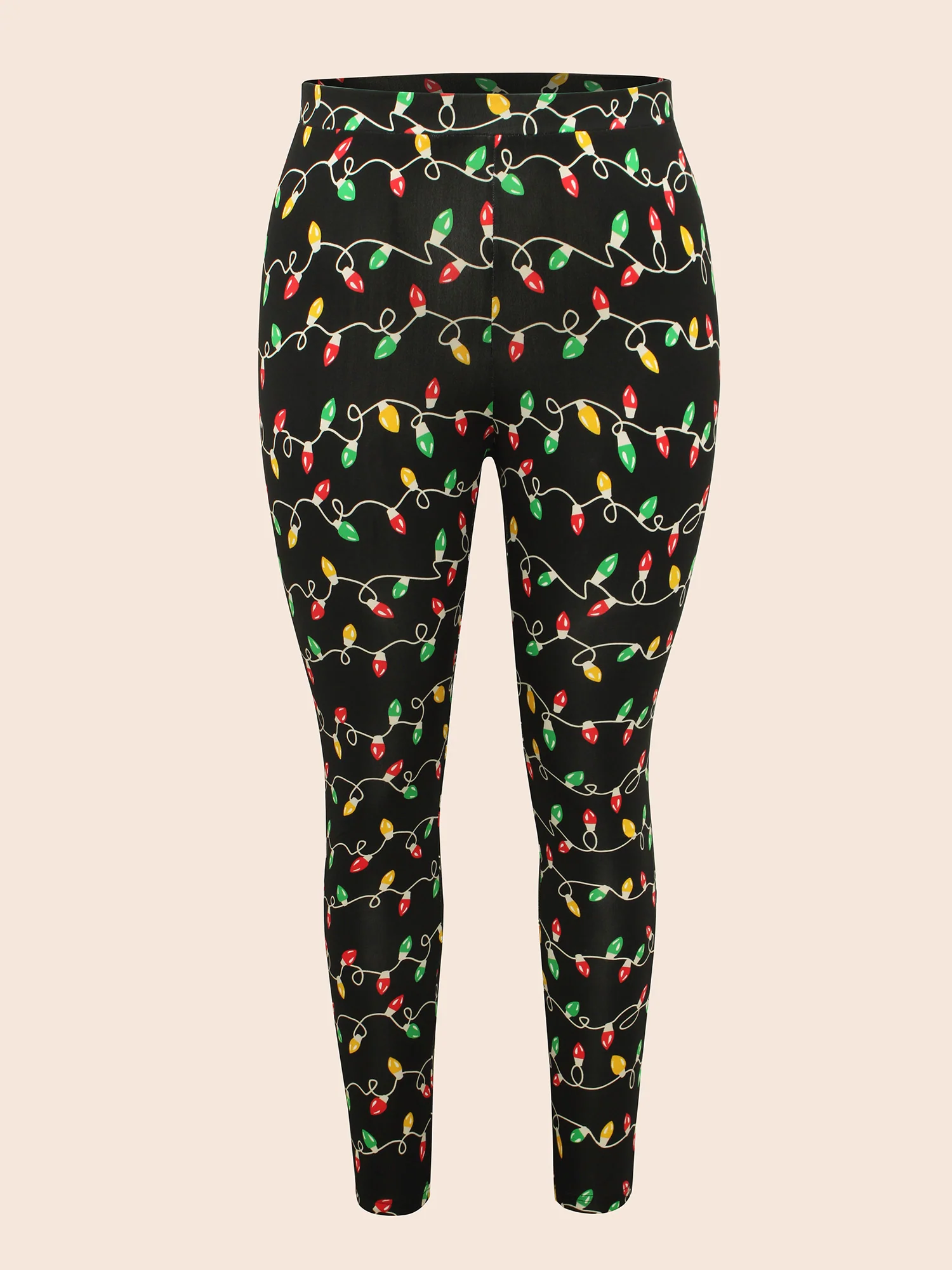 Colorful Bulb Print Festive Leggings - Image 8