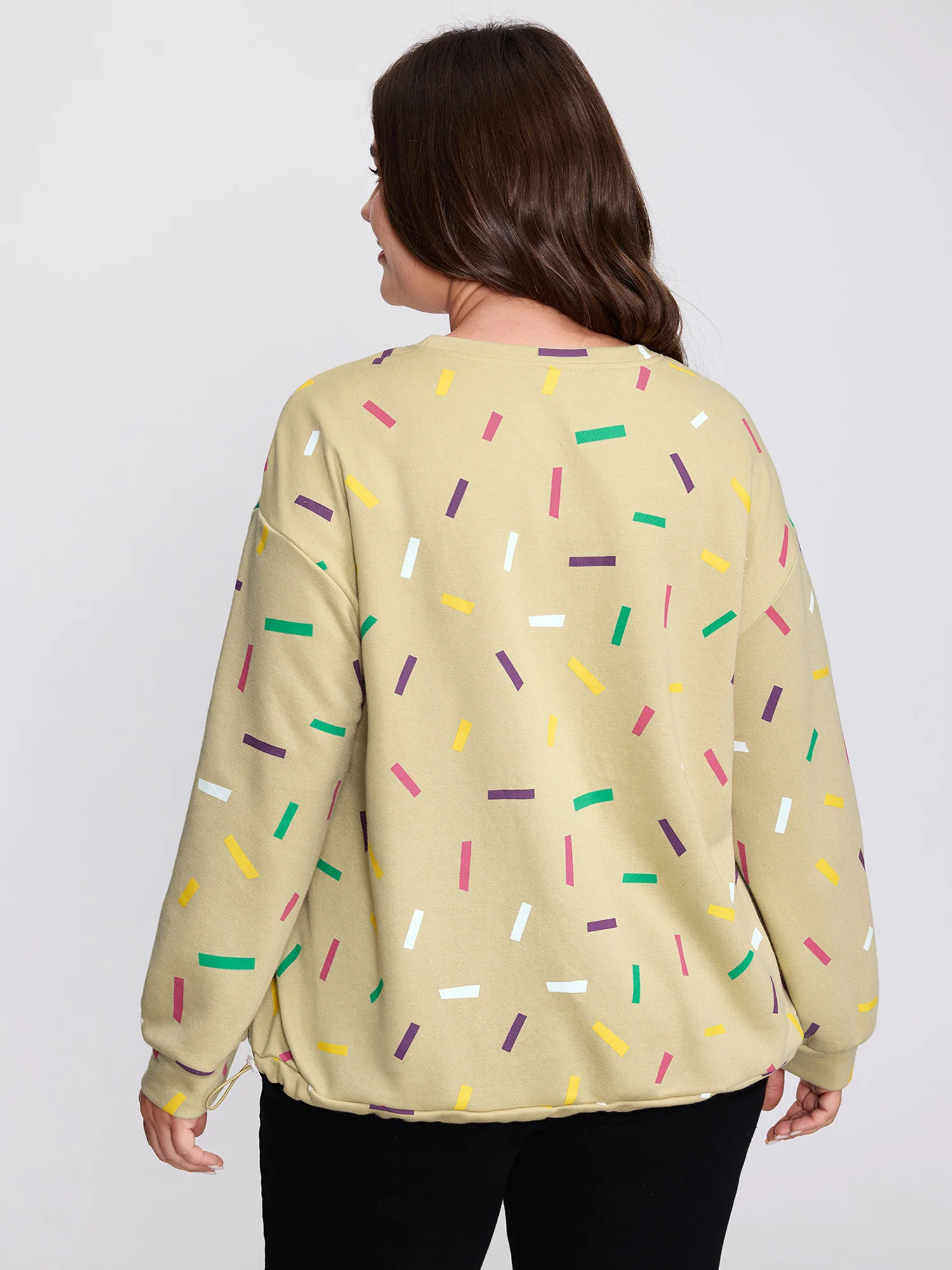 Colorful Confetti Print Round Neck Sweatshirt - Image 4