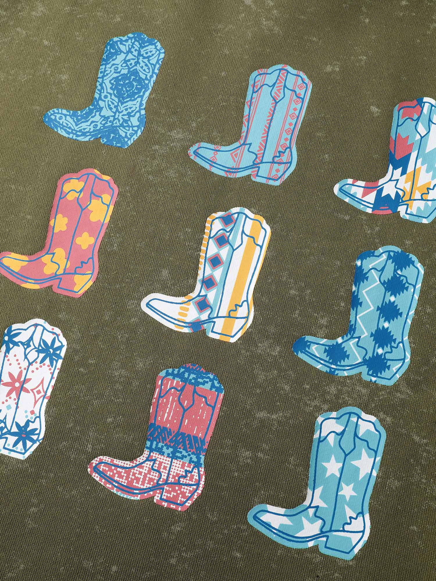 Colorful Cowboy Boots Print Nostalgic Sweatshirt - Image 5