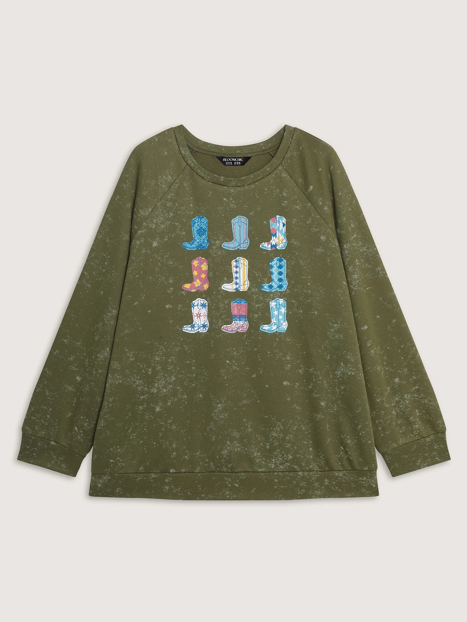 Colorful Cowboy Boots Print Nostalgic Sweatshirt - Image 7