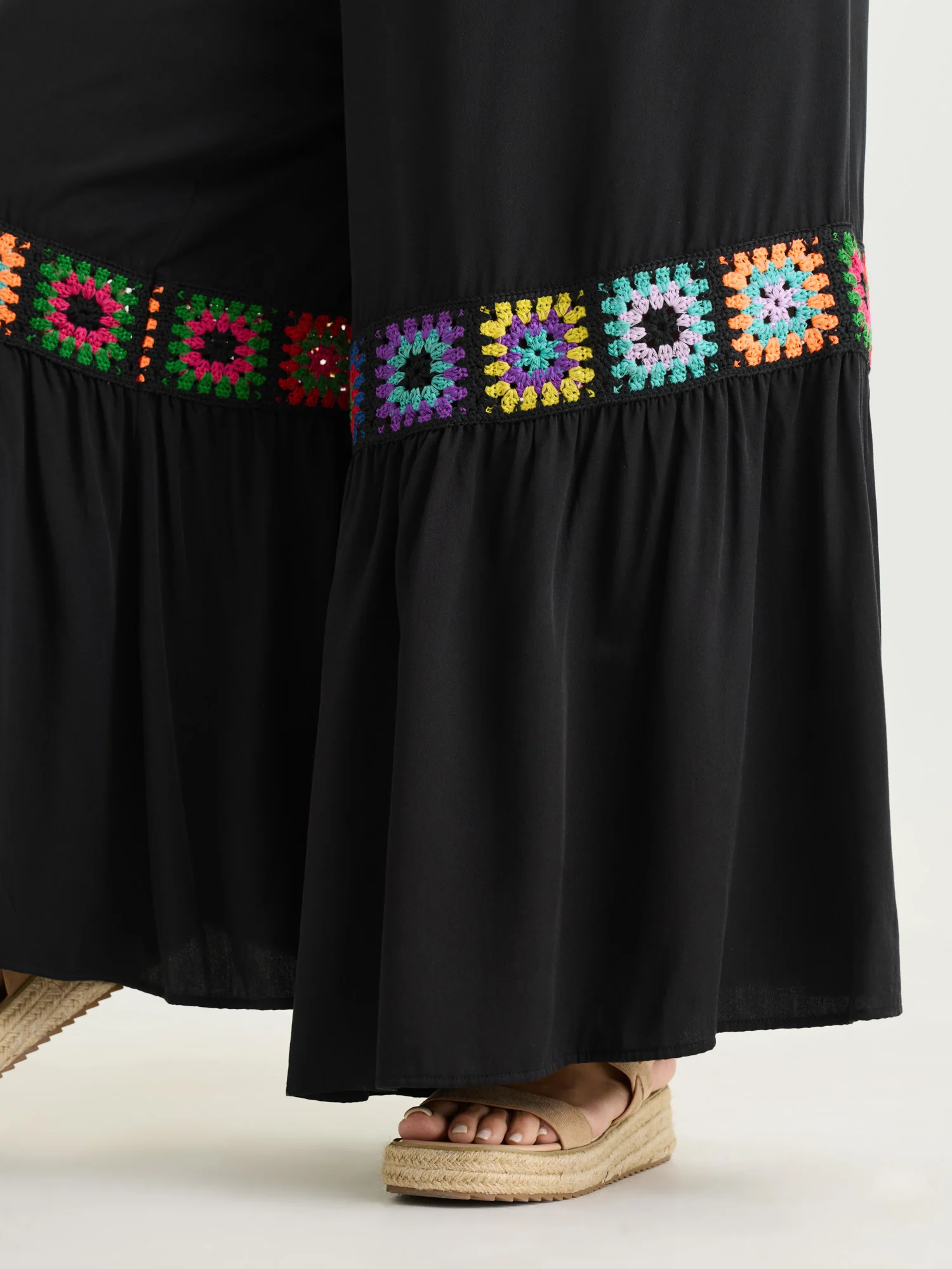 Colorful Crochet Floral Flared Pants - Image 5