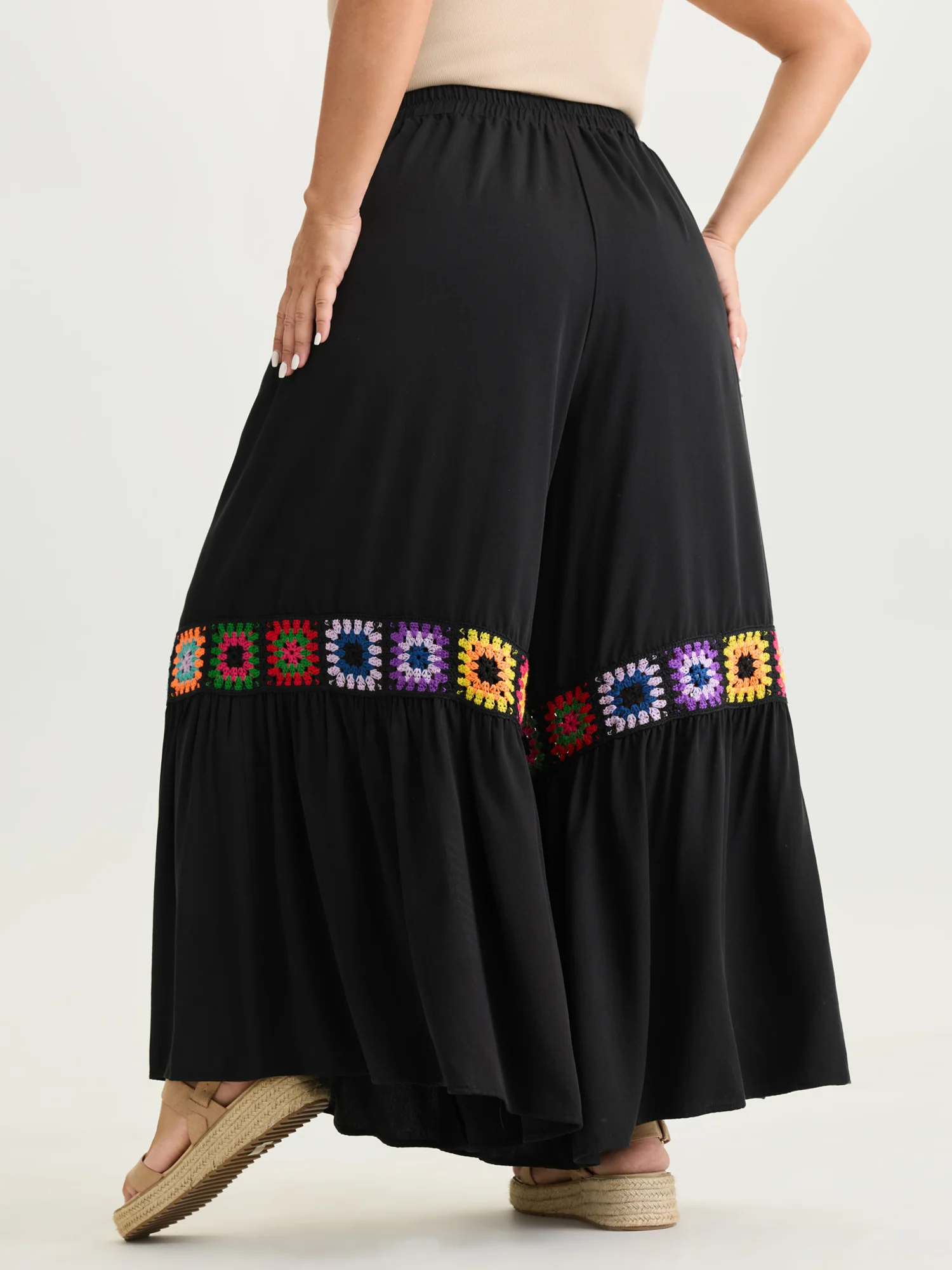 Colorful Crochet Floral Flared Pants - Image 6