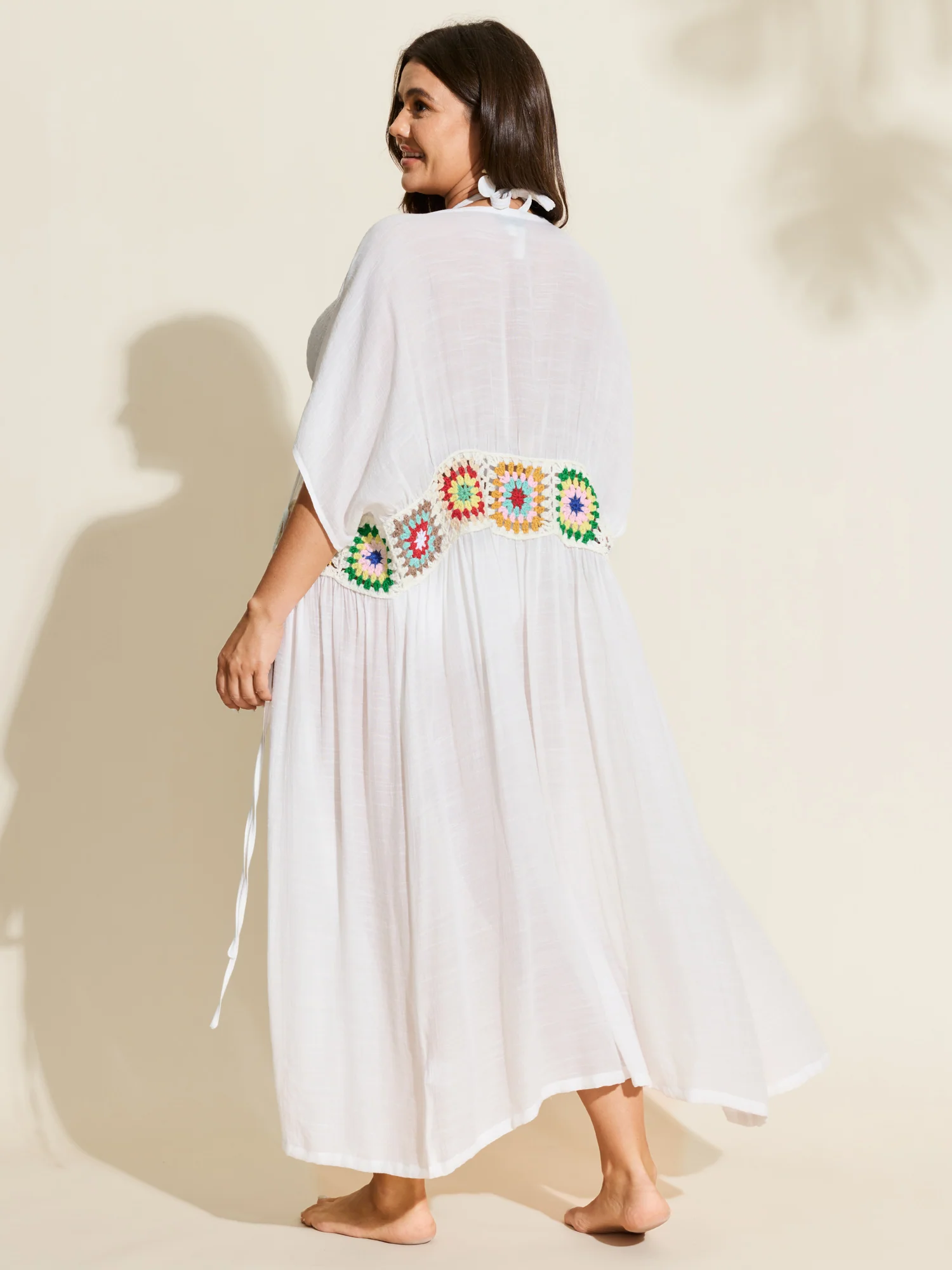 Colorful Crochet Floral Waist-Defining Swim Cover-Up - Image 4