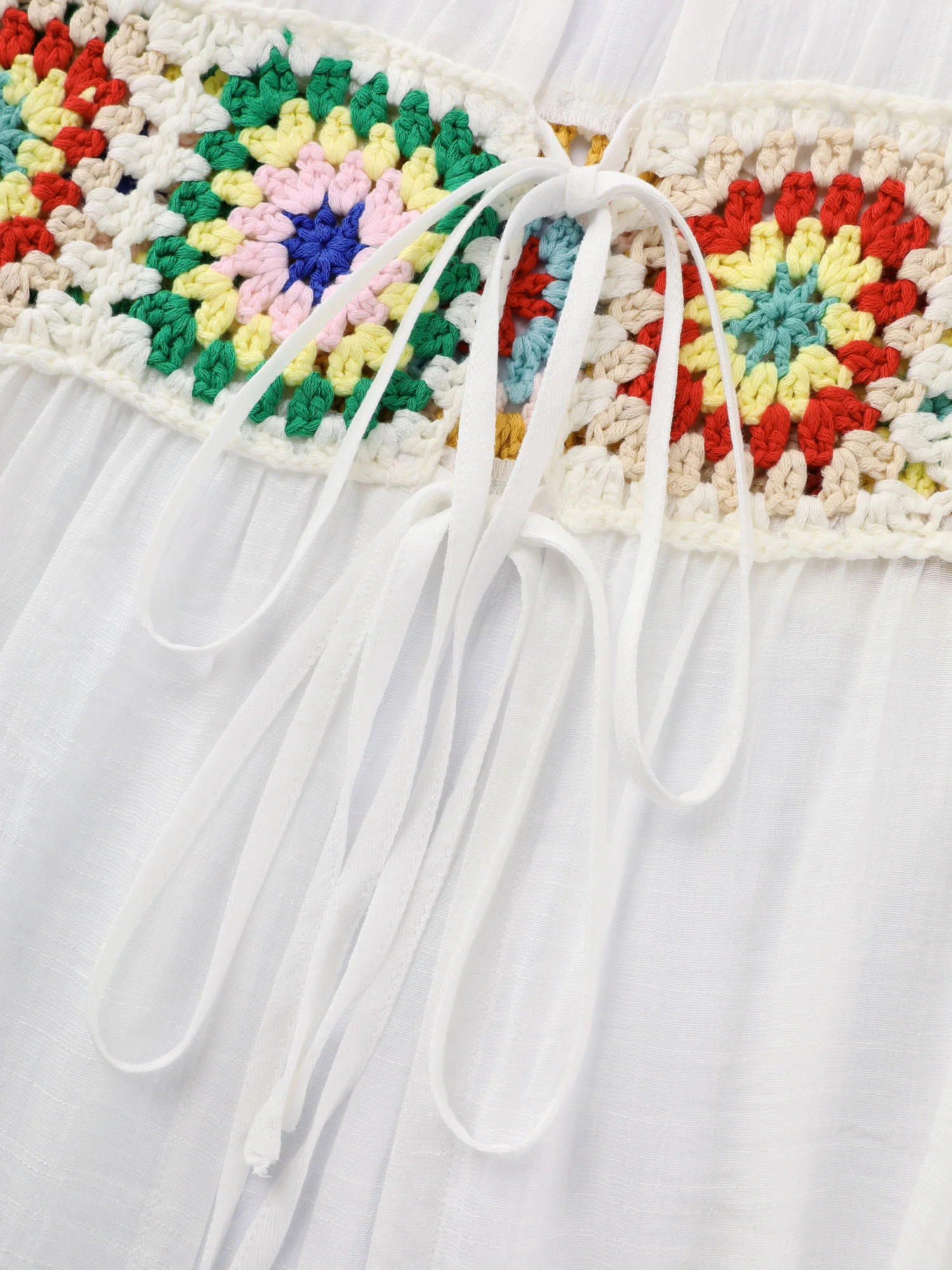 Colorful Crochet Floral Waist-Defining Swim Cover-Up - Image 5